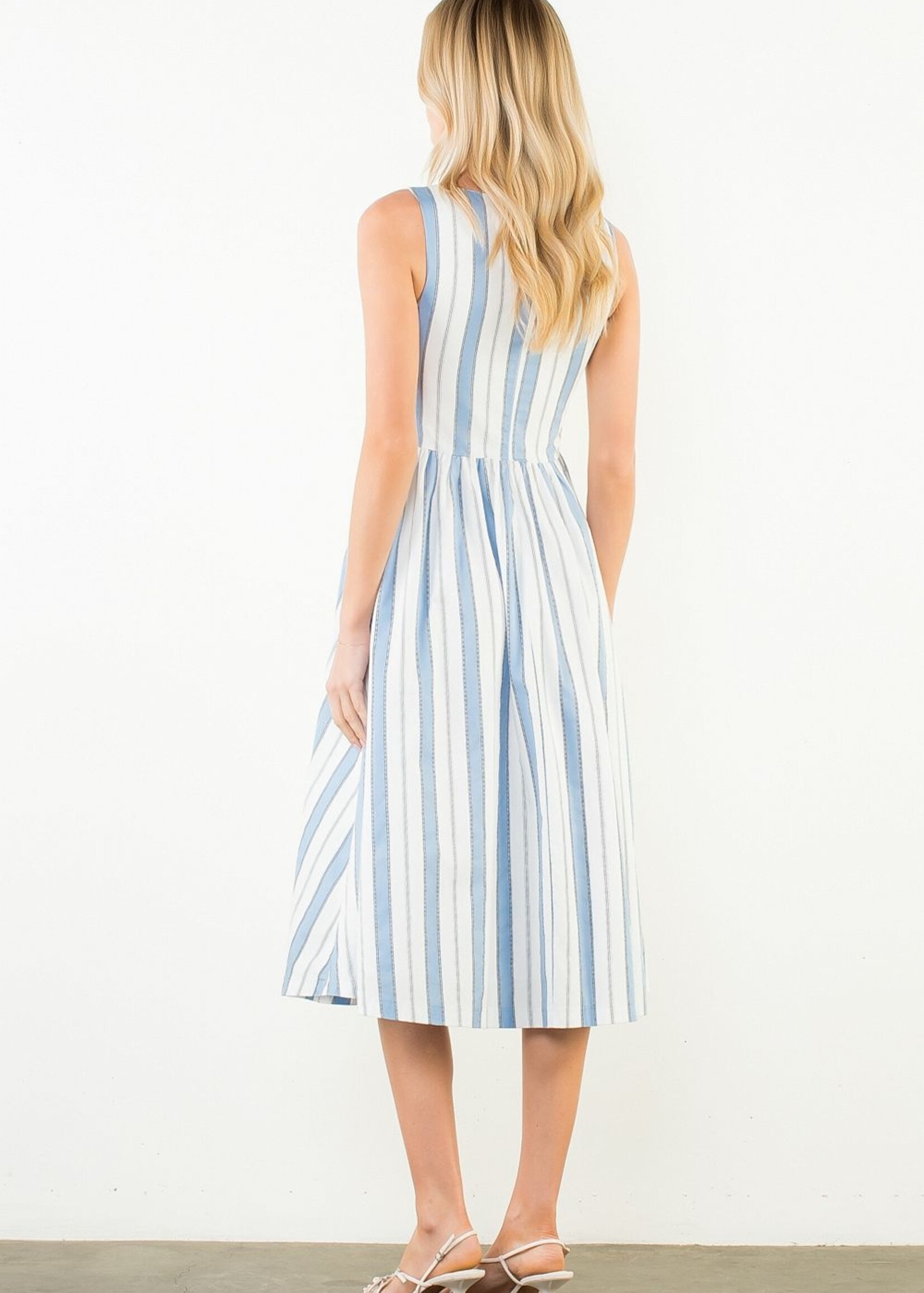 THML Sleeveless Striped Pattern Midi Dress