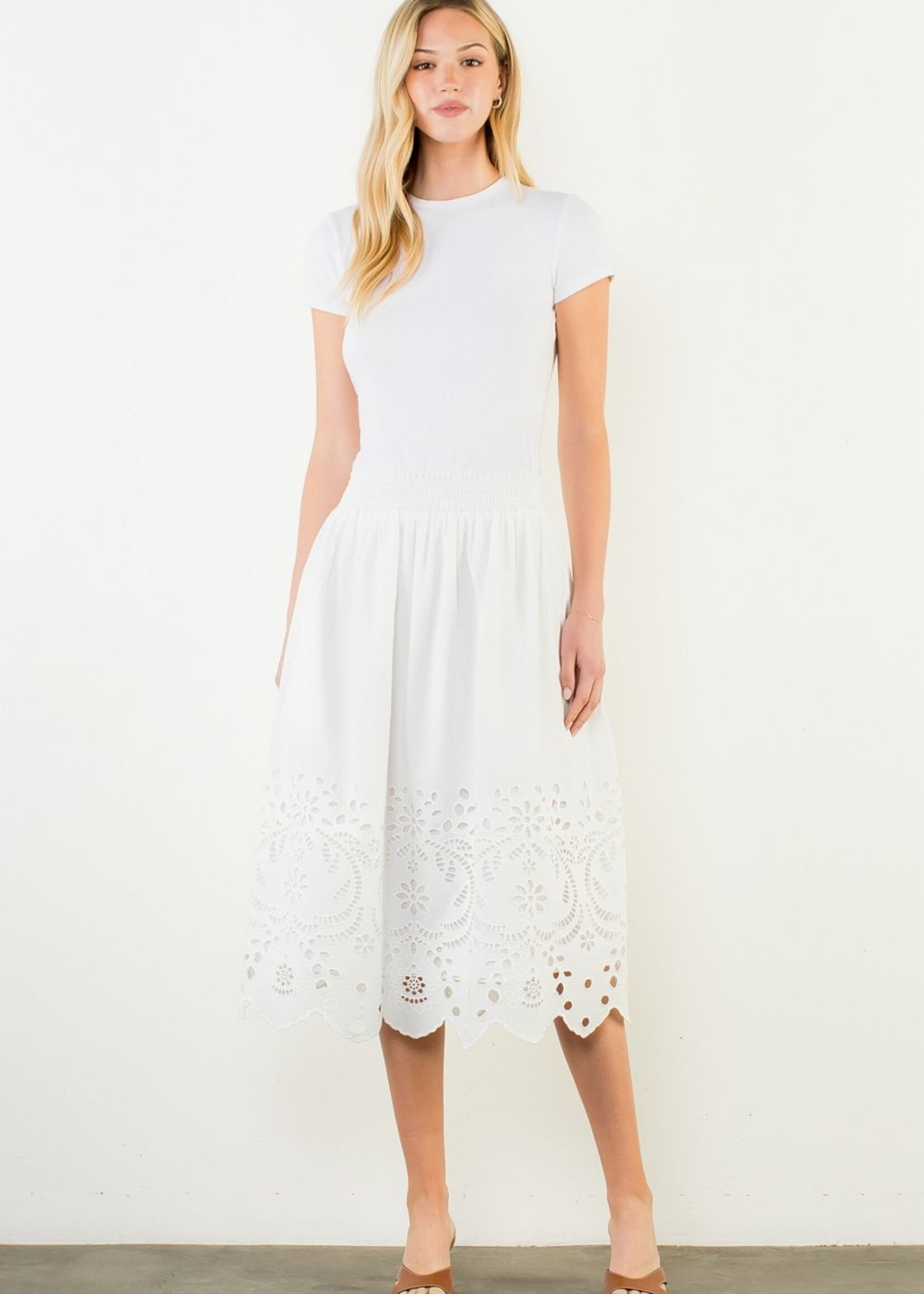 THML White Eyelet Lace Skirt