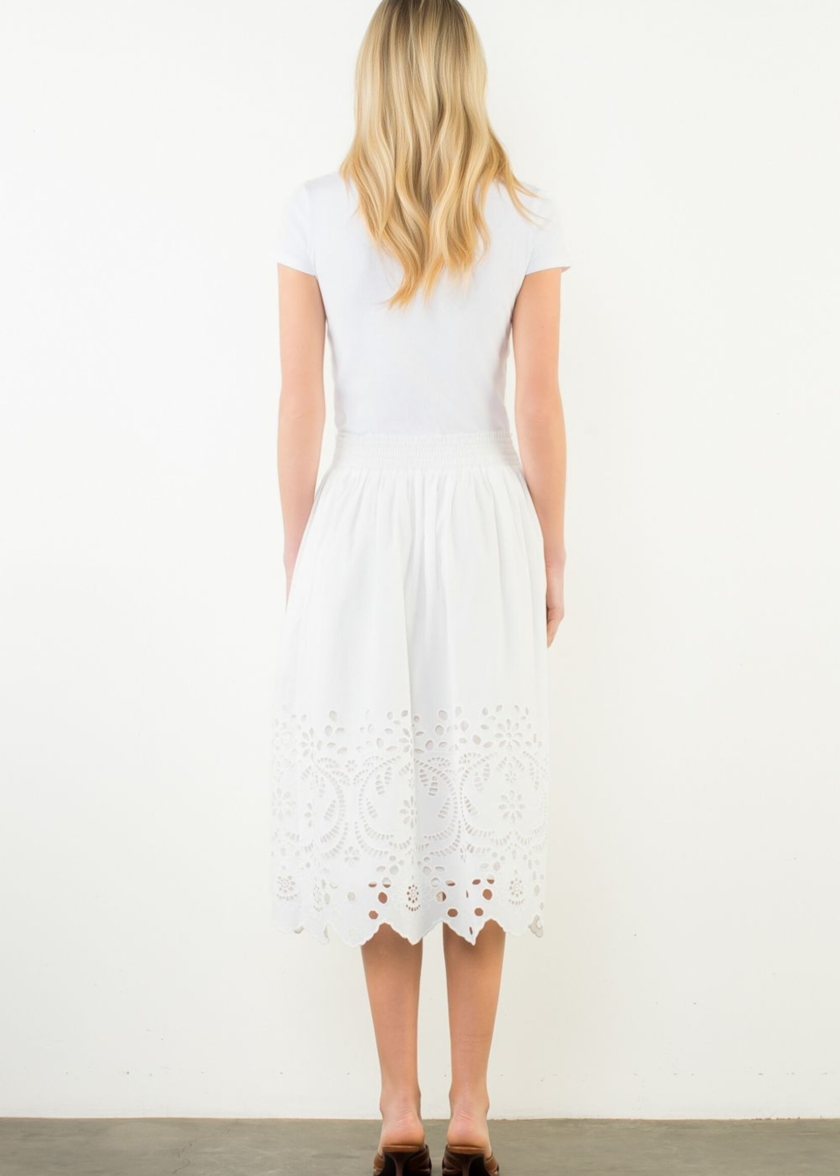 THML White Eyelet Lace Skirt