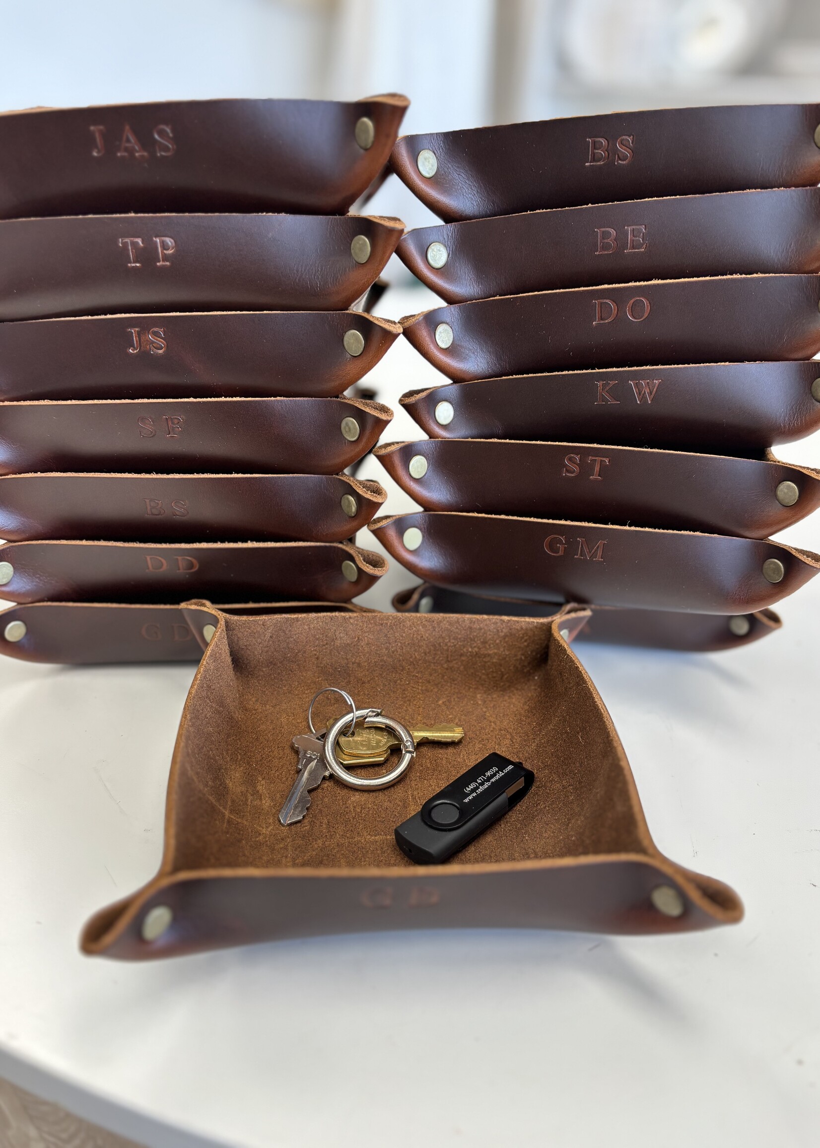 Lindy Leather Valet Tray - Copper Brown