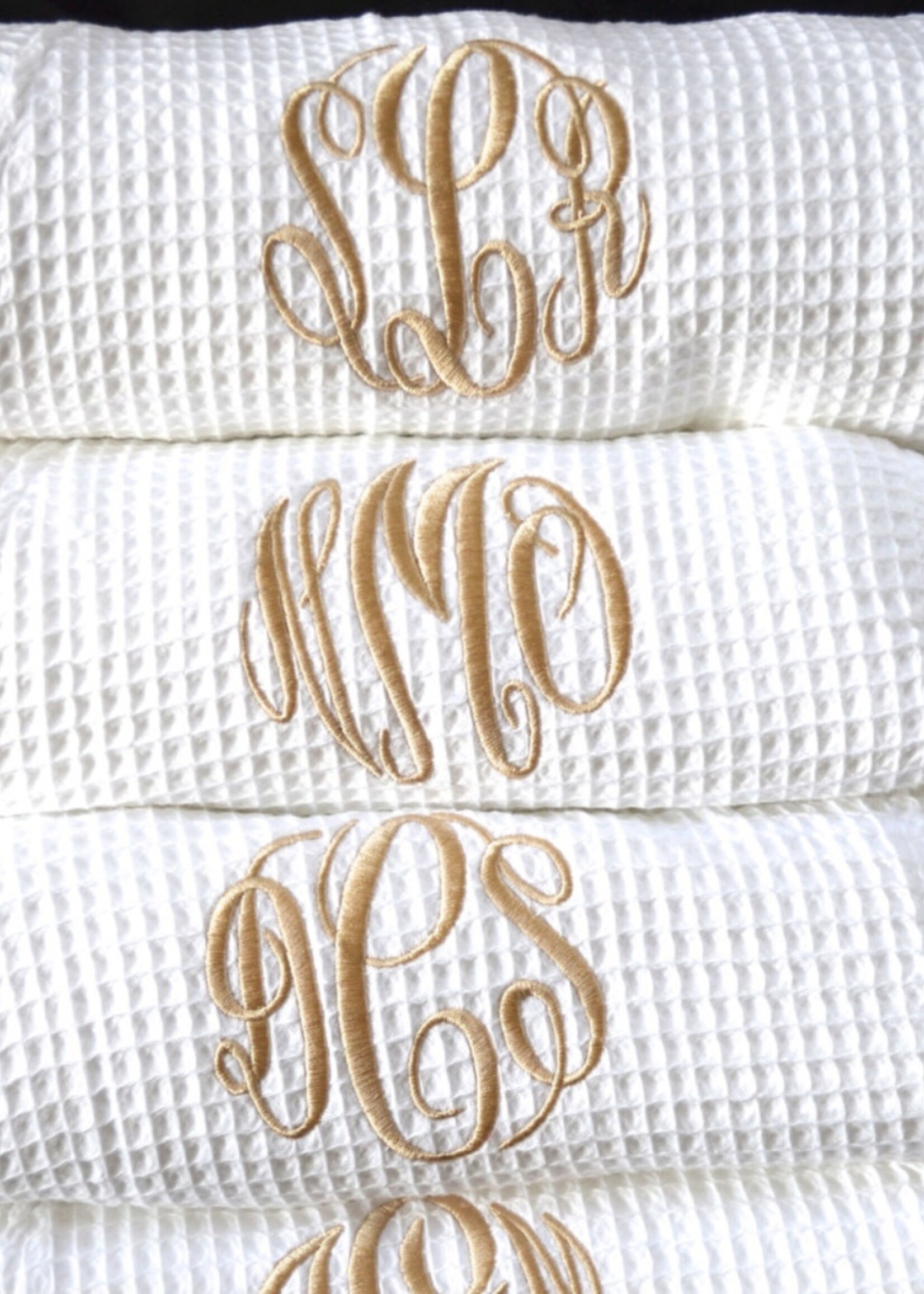 Alan pendergrass Waffle Robe w/ Mono - White