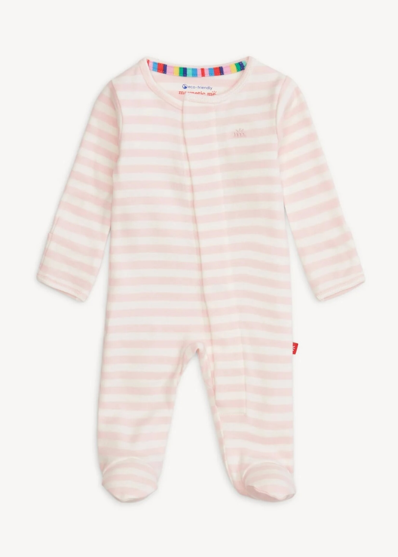 magnetic me Pink Stripe Organic Cotton Magnetic Footie