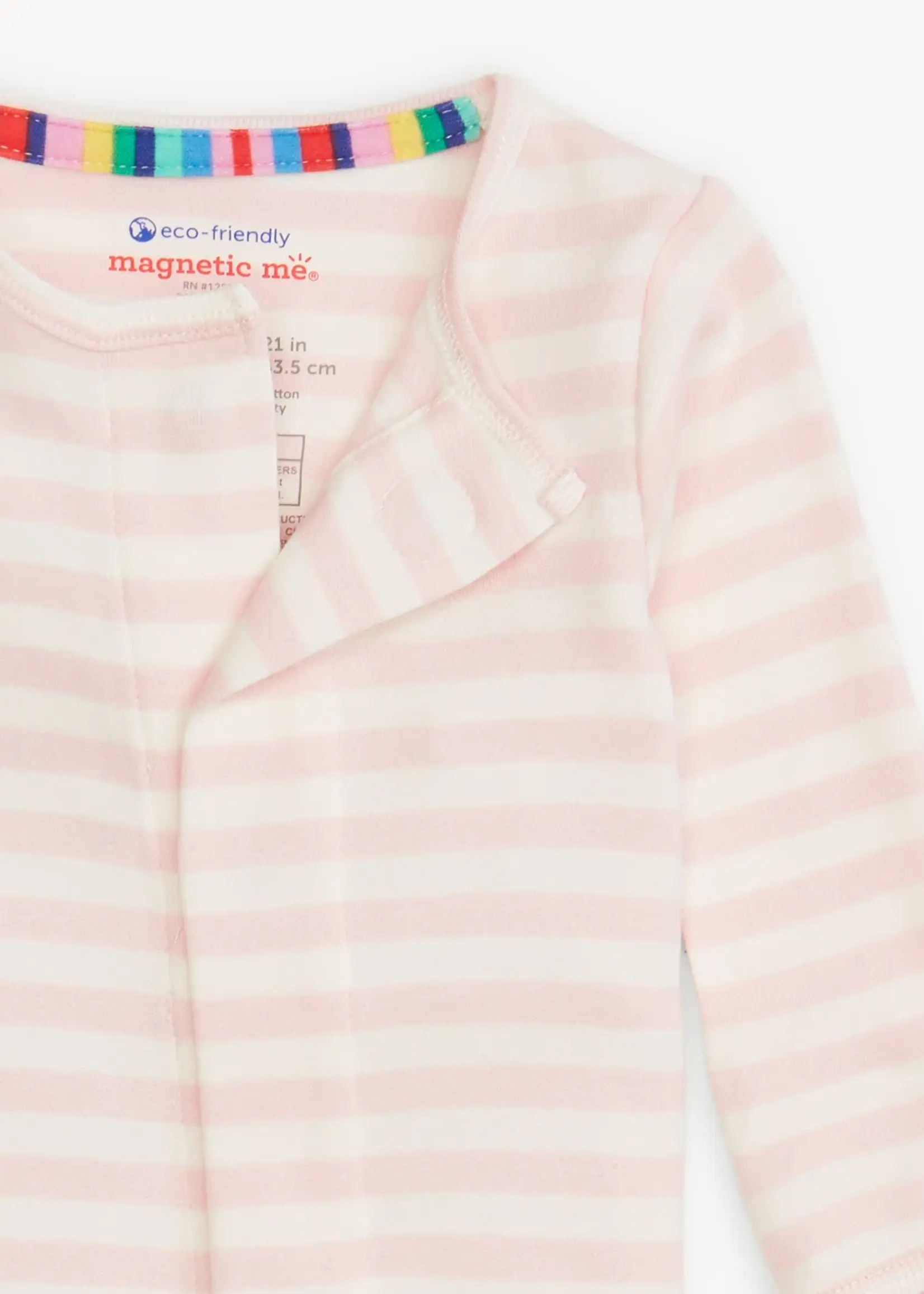 magnetic me Pink Stripe Organic Cotton Magnetic Footie
