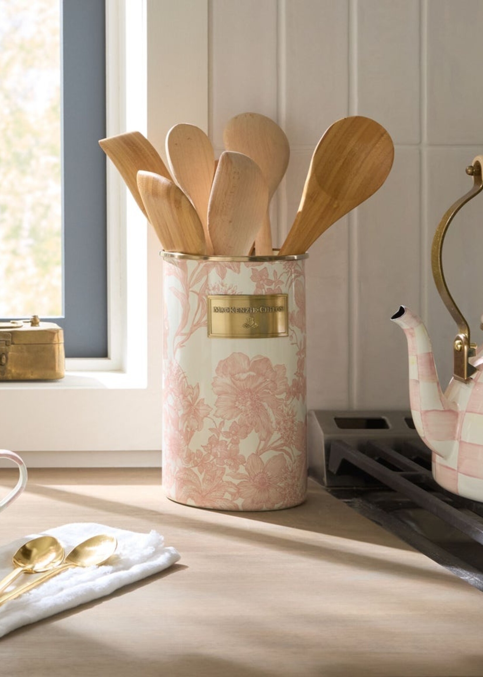 Mackenzie-Childs Rosy English Garden Utensil Holder