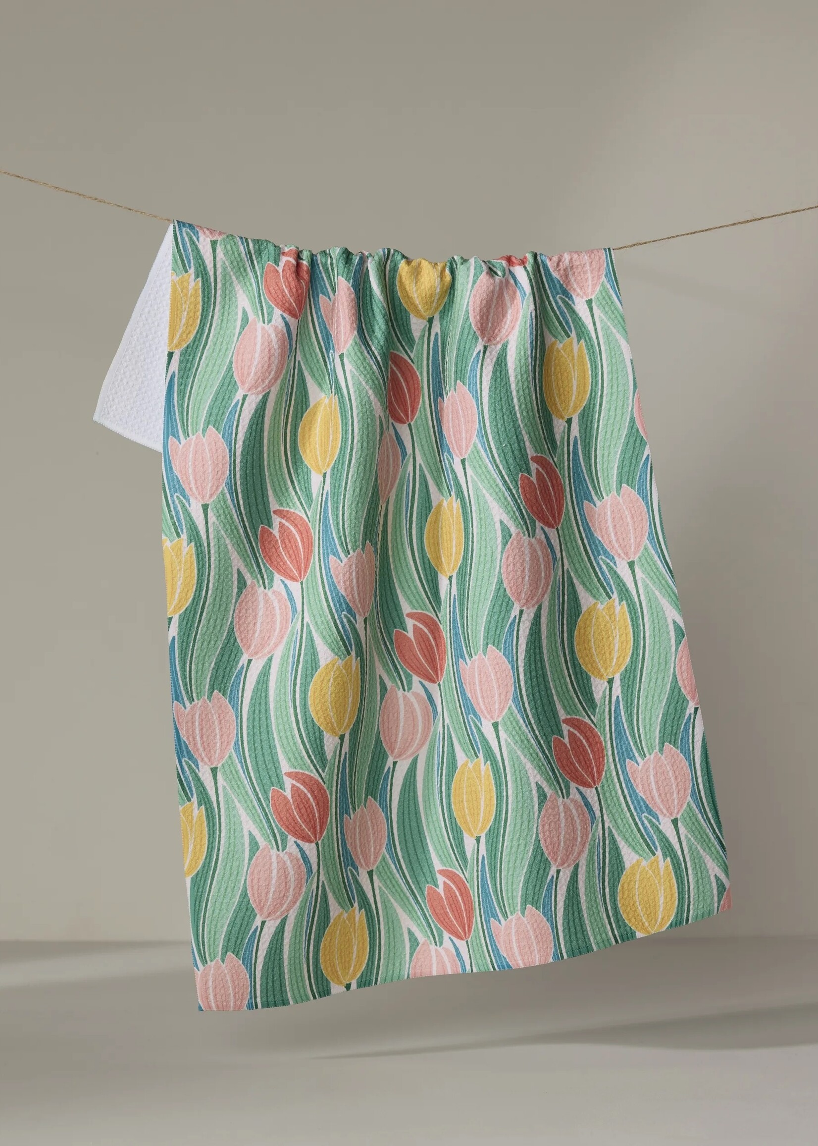 geometry Tranquil Tulips Tea Towel