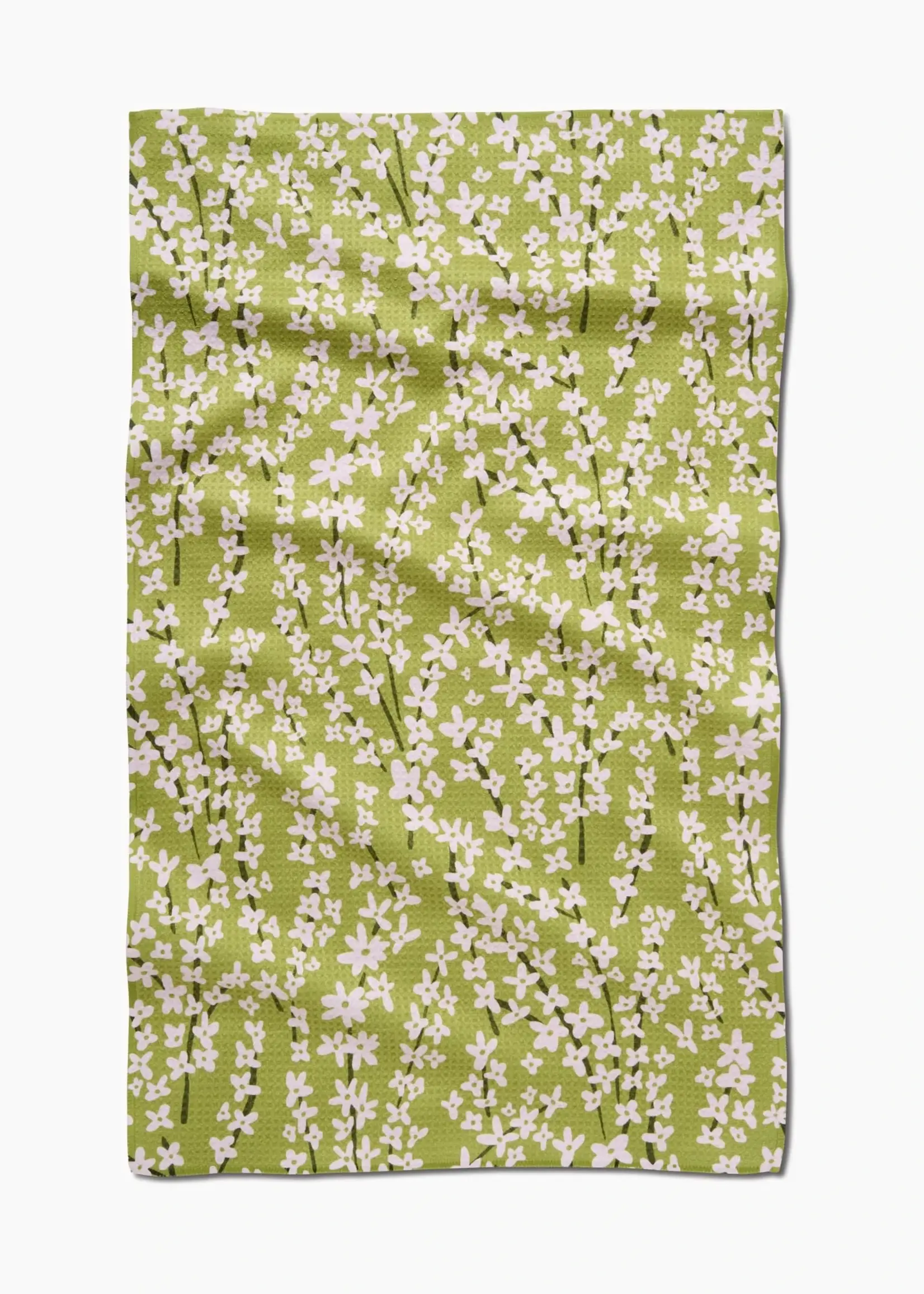geometry Spring Green Forsythia Tea Towel