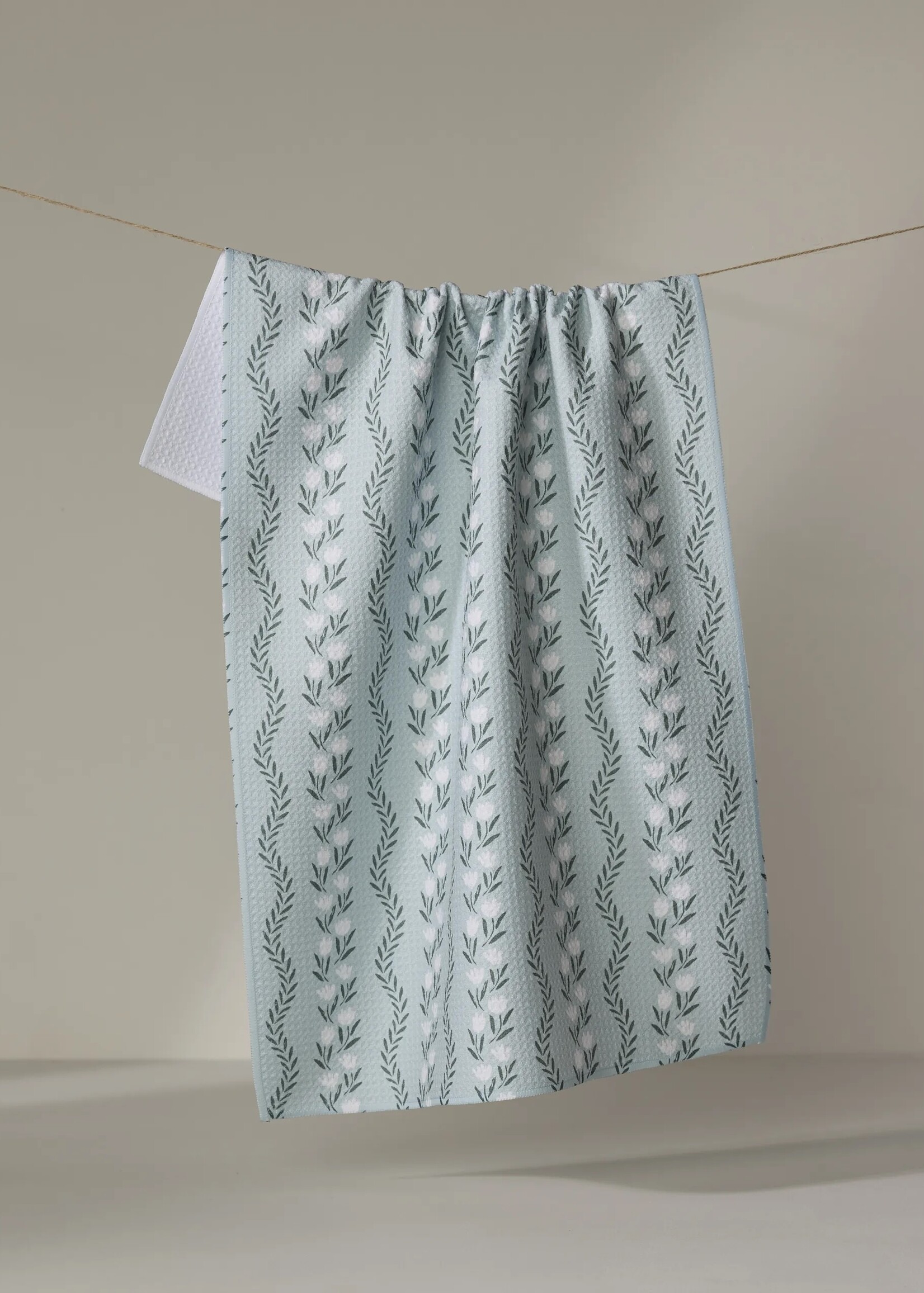 geometry Vintage Floral Stripe Tea Towel