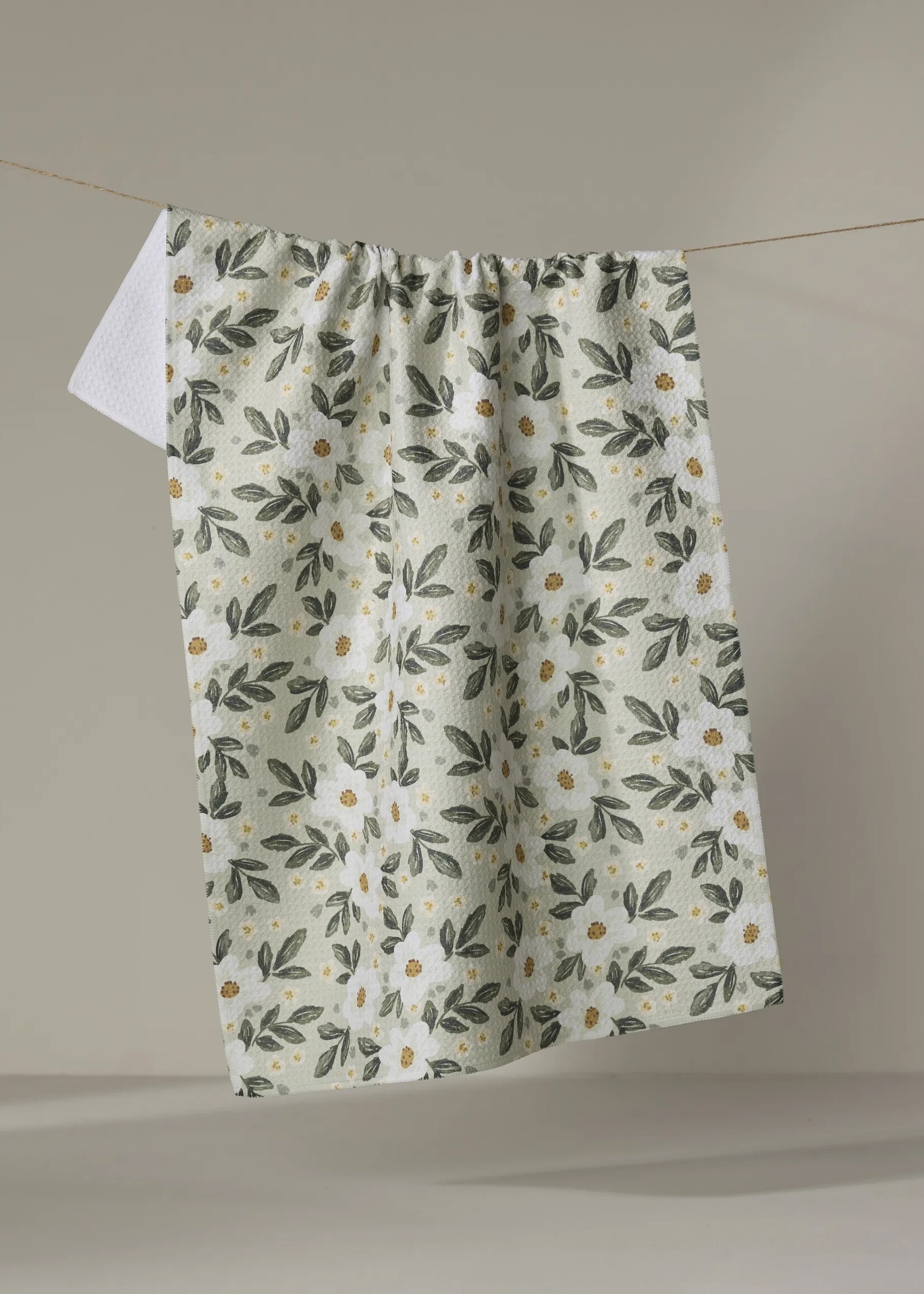 geometry Painted Spring Flowers Tea Towel