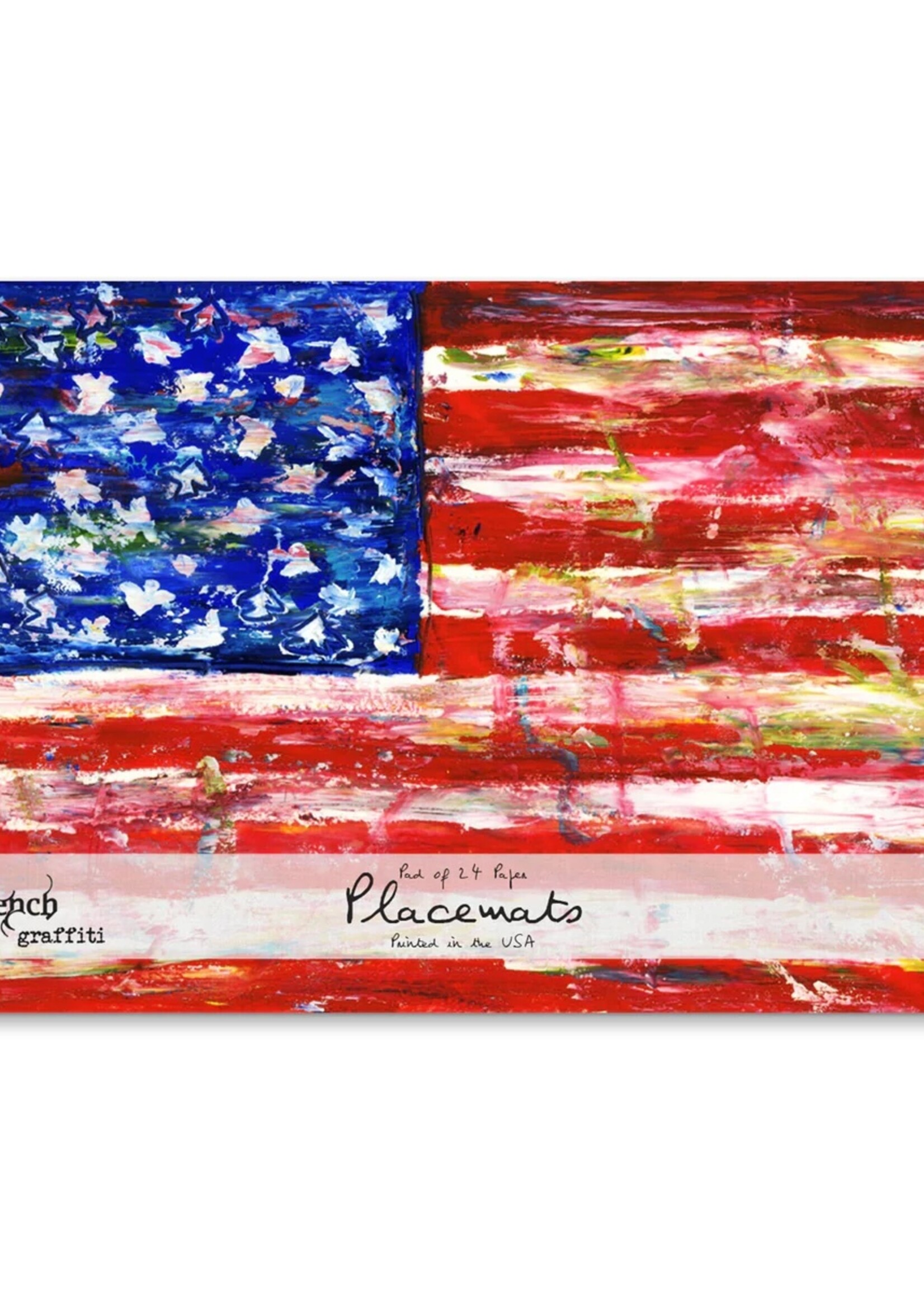 French Graffiti American Flag Set of 24 Placemats