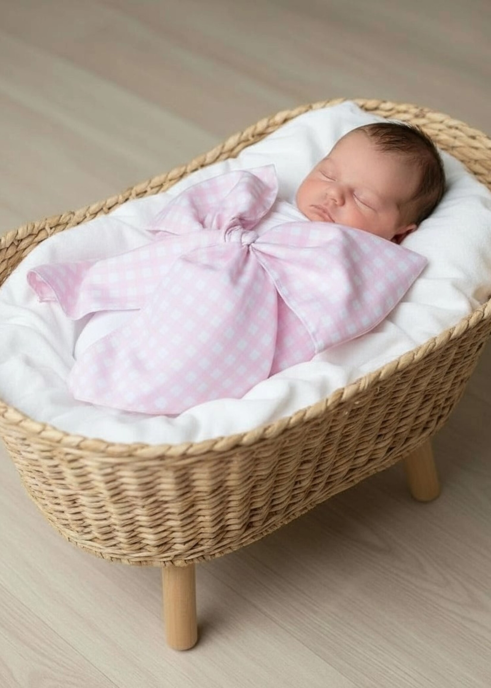 morxy Mono Newborn Swaddle Sash Plaid Pink