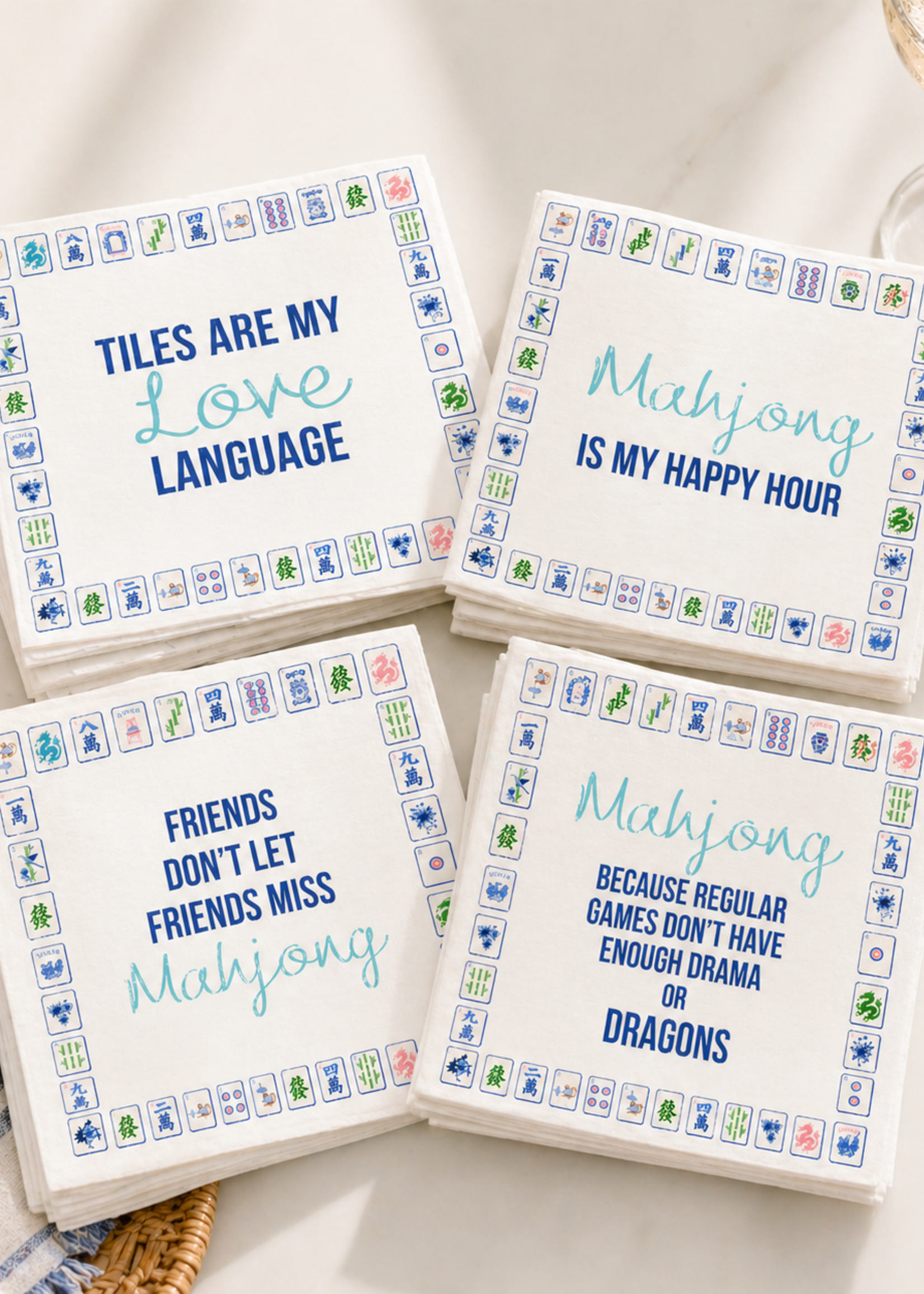 Maven Home Linen Feel Cocktail Napkins - Mahjong