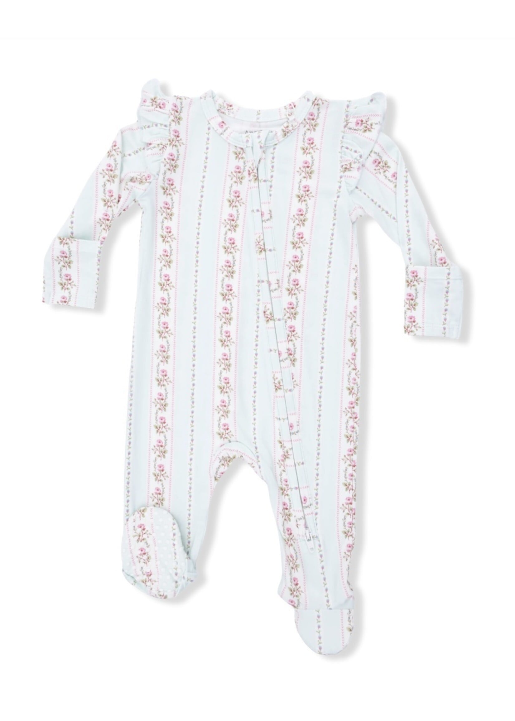 Angel Dear Antoinette Stripe - 2 Way Ruffle Sleeve Zipper Footie