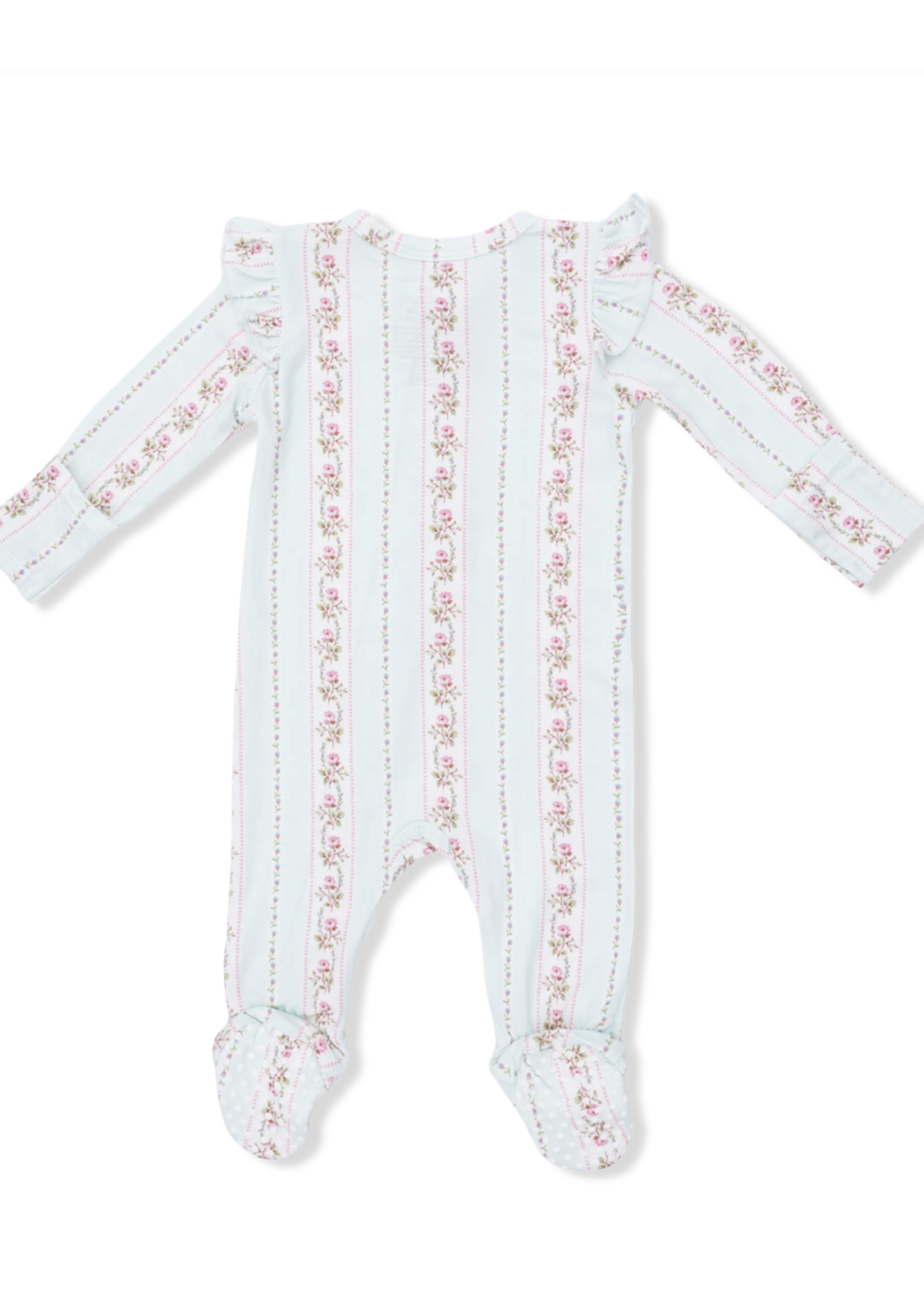 Angel Dear Antoinette Stripe - 2 Way Ruffle Sleeve Zipper Footie