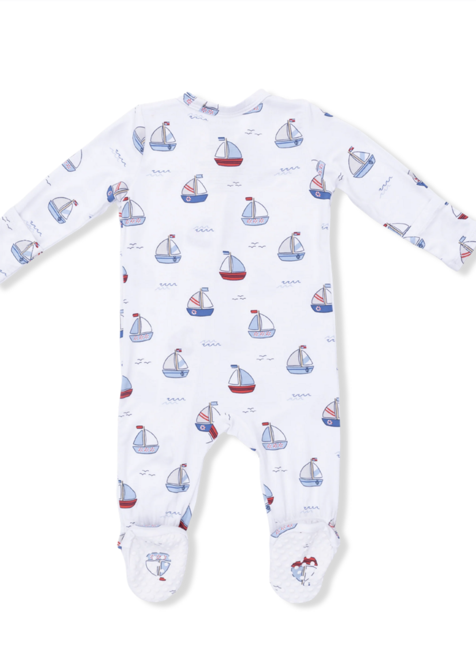 Angel Dear Bubbly Sailboats Blue - 2 Way Zipper Footie
