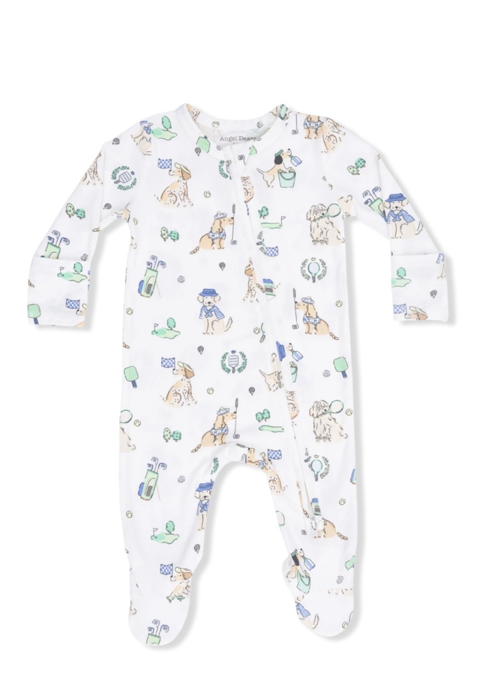 Angel Dear Country Club Dogs Neutral - 2 Way Zipper Footie