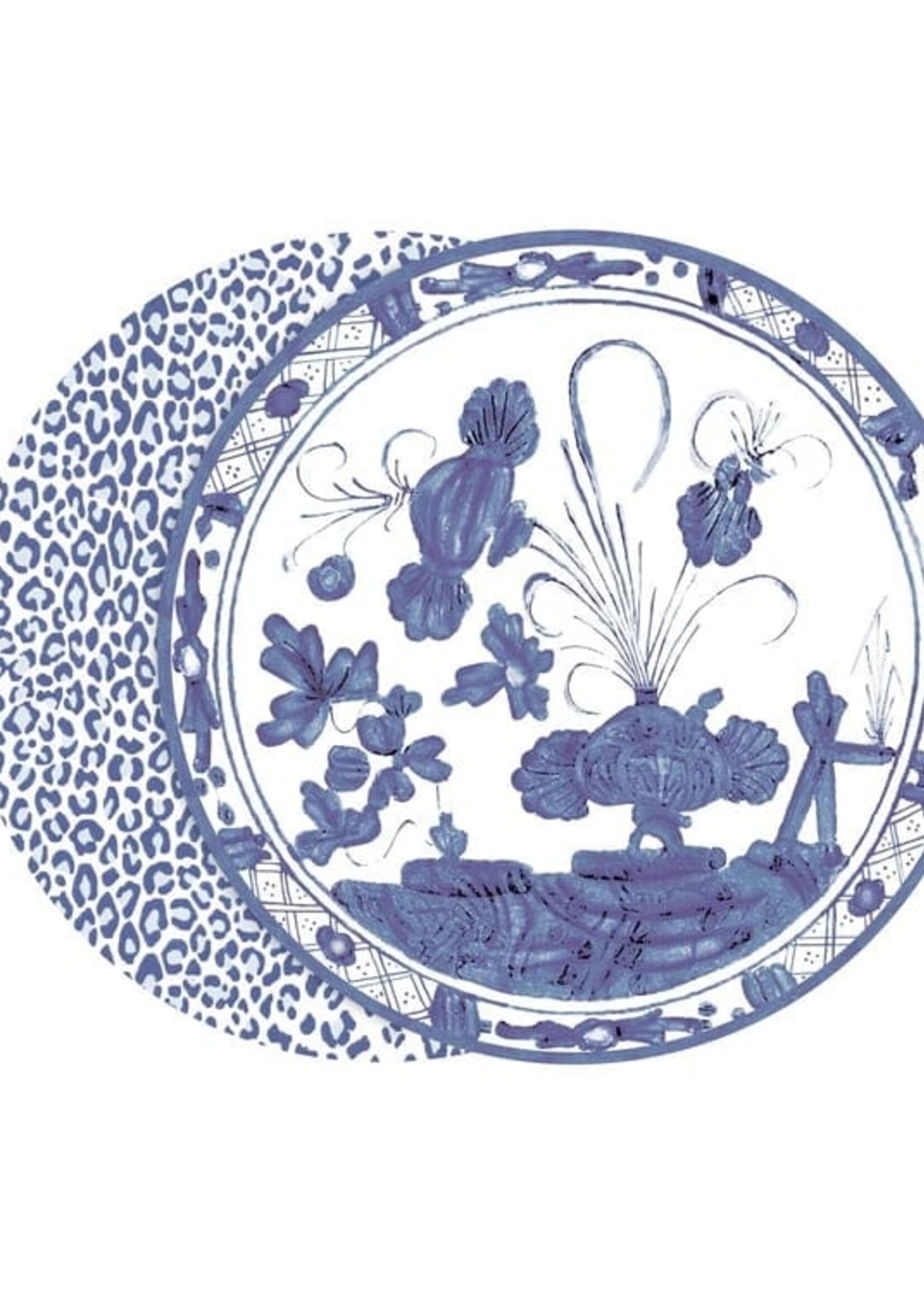 beatriz ball Vida Faenza and Leopard Reversible Placemat Set/4 - Blue