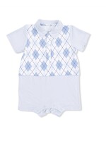 Angel Dear Short Playsuit - Blue Argyle