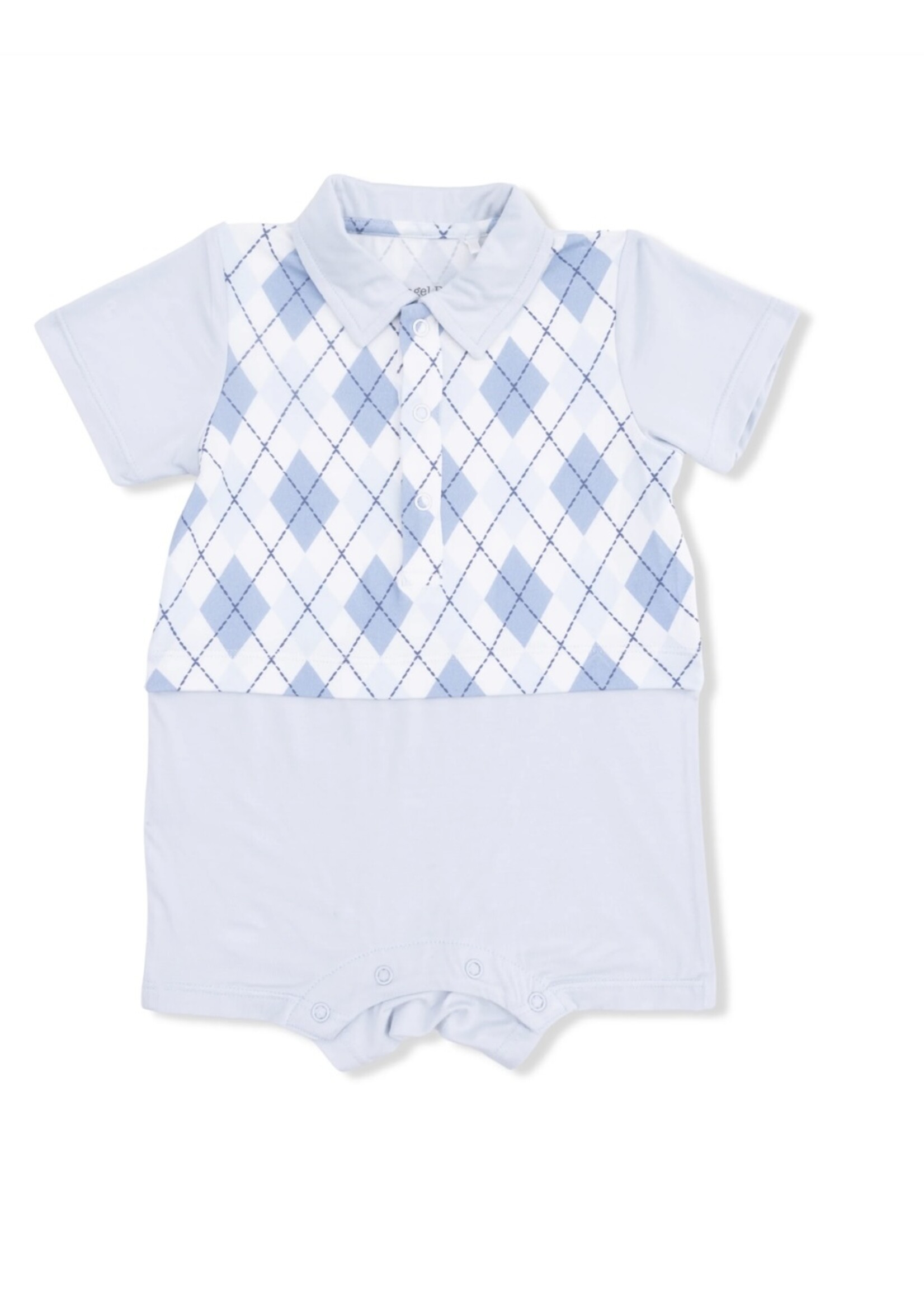 Angel Dear Short Playsuit - Blue Argyle