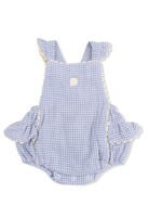 Angel Dear Ric Rac Ruffle Sunsuit - Gingham Blue