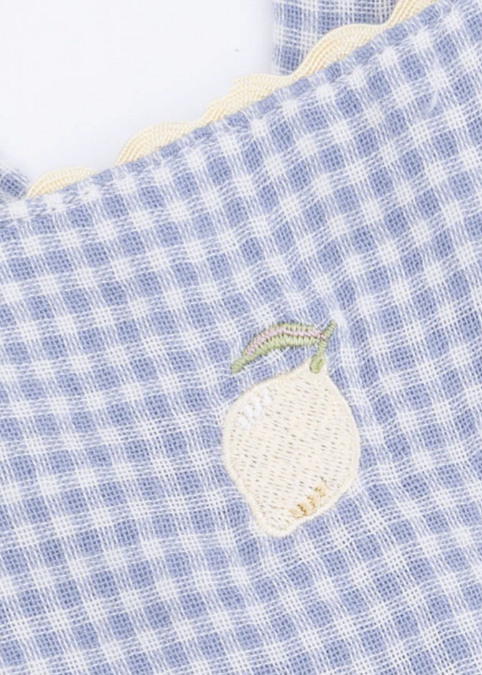 Angel Dear Ric Rac Ruffle Sunsuit - Gingham Blue