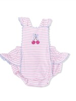 Angel Dear Ric Rac Ruffle Sunsuit - Cherry Stripe