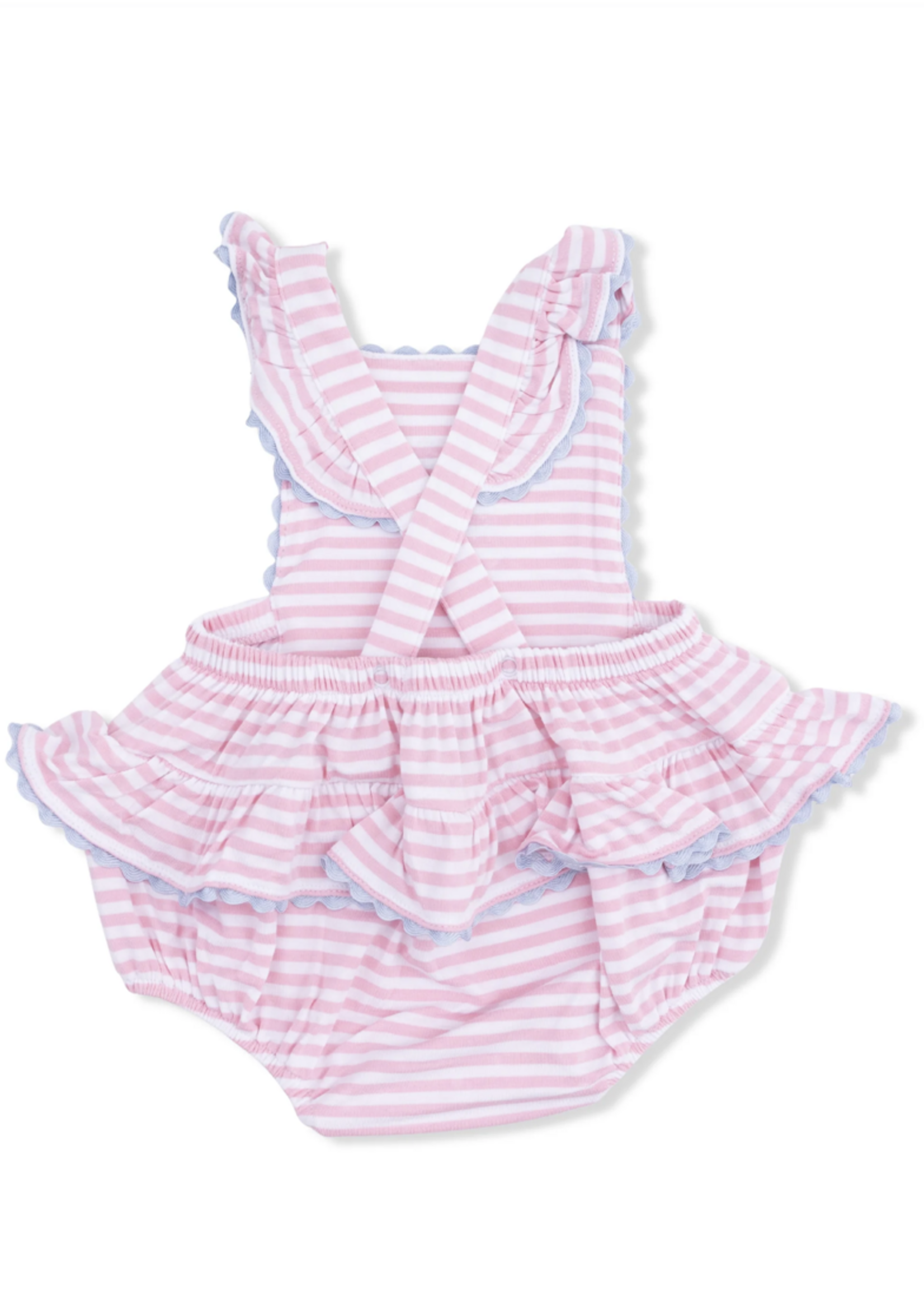 Angel Dear Ric Rac Ruffle Sunsuit - Cherry Stripe