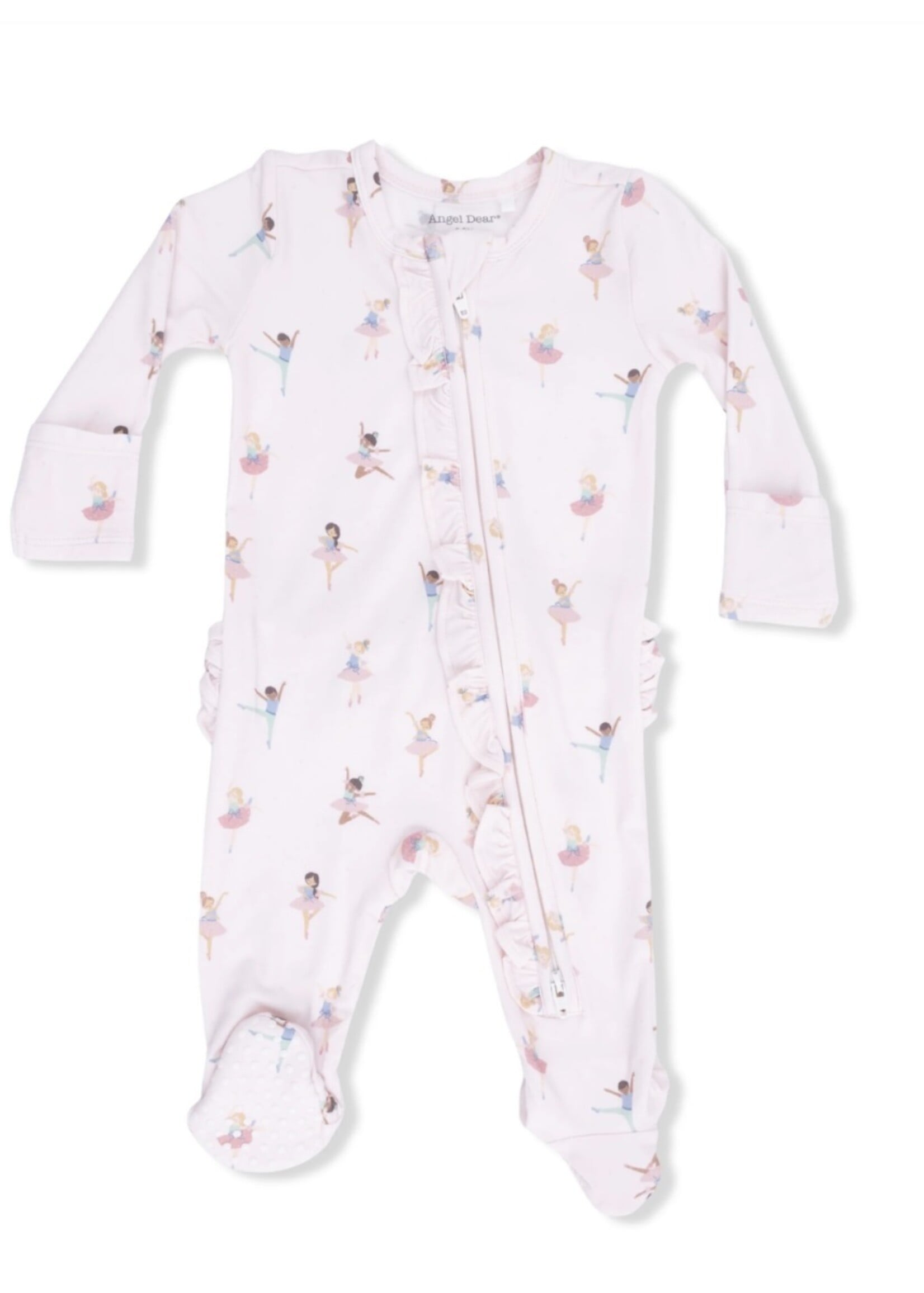 Angel Dear 2 Way Ruffle Front Zipper Footie - Petite Ballet