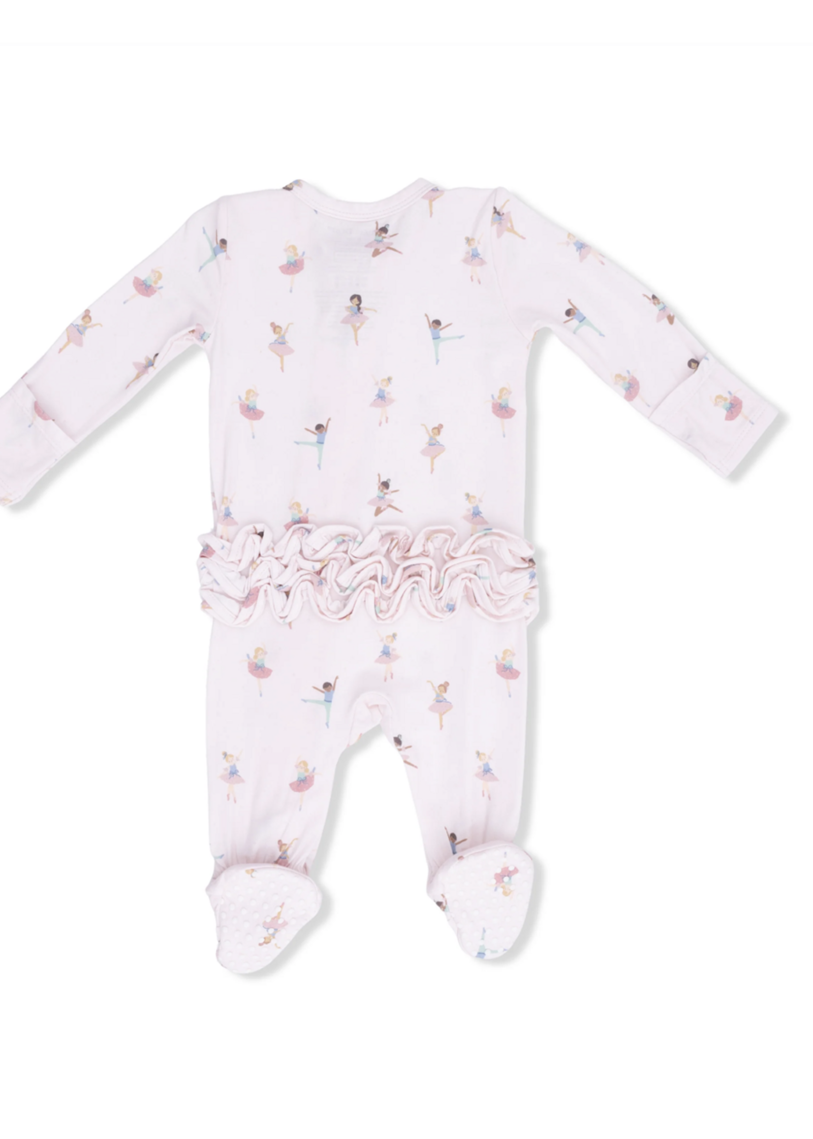 Angel Dear 2 Way Ruffle Front Zipper Footie - Petite Ballet