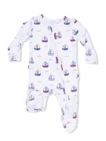 Angel Dear Ruffle Back Zipper Footie - Bubbly Sailboats