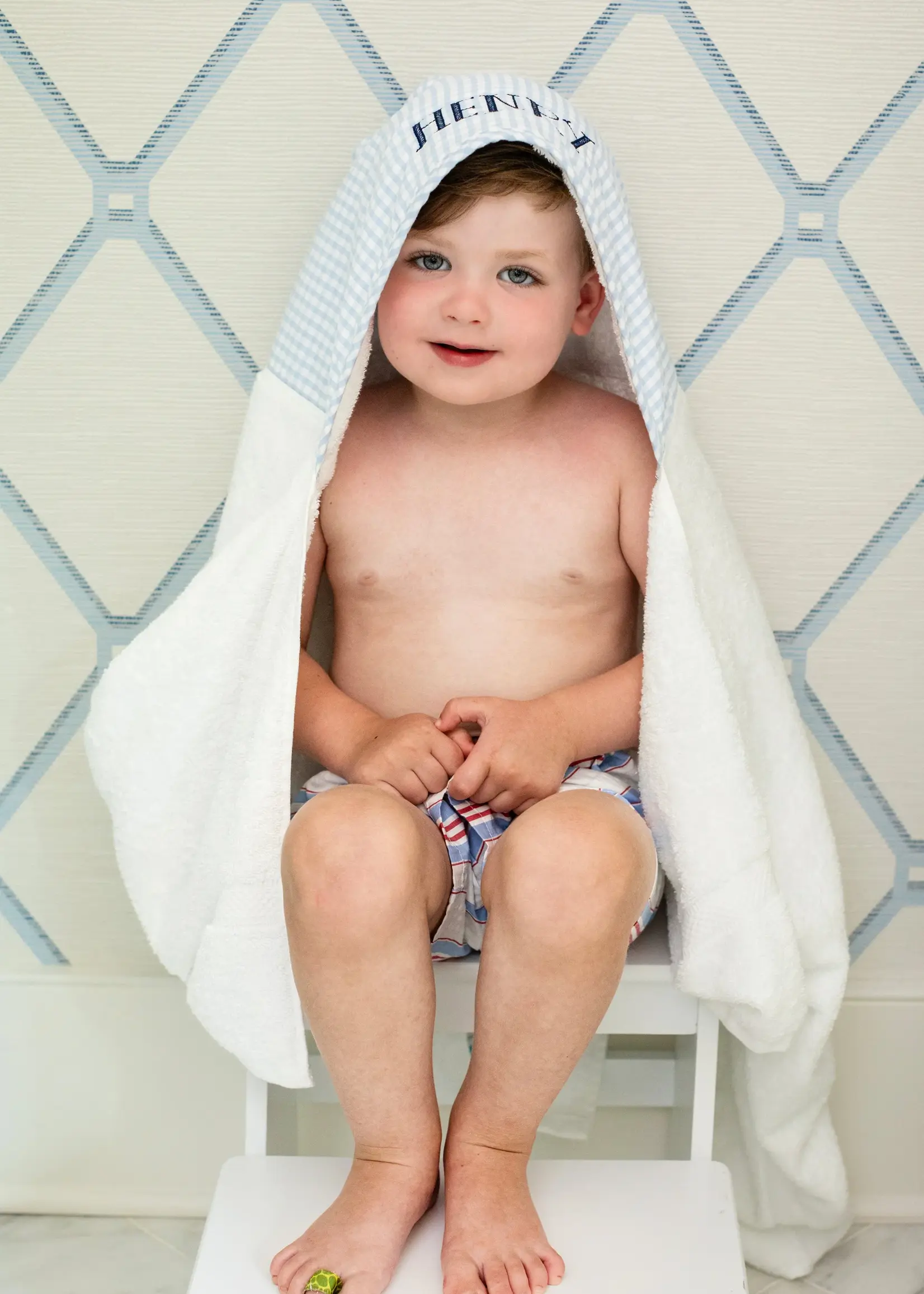 3 Marthas Everykid Towel - Blue Check