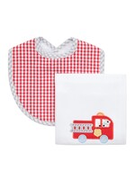 3 Marthas Fire Truck Bib & Burp Set