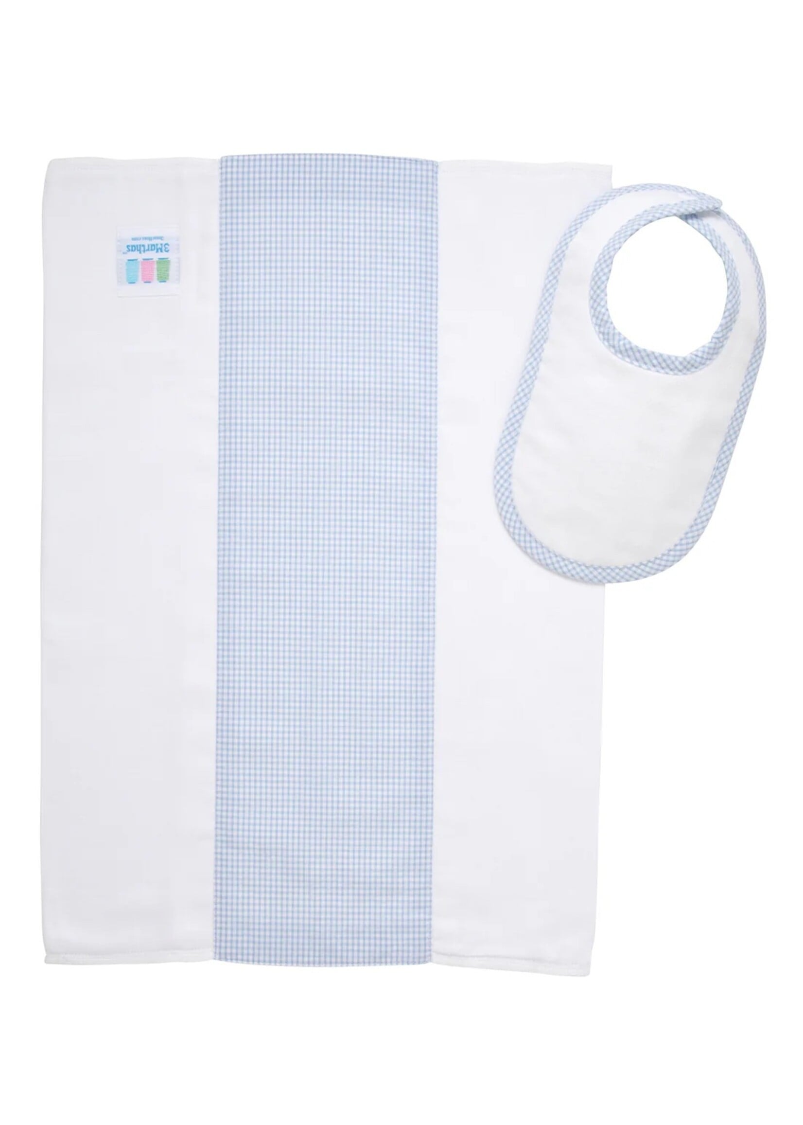 3 Marthas Burp Pad & Bib Blue Check