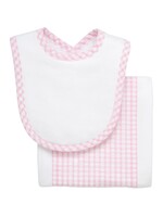 3 Marthas Burp Pad & Bib Pink Check