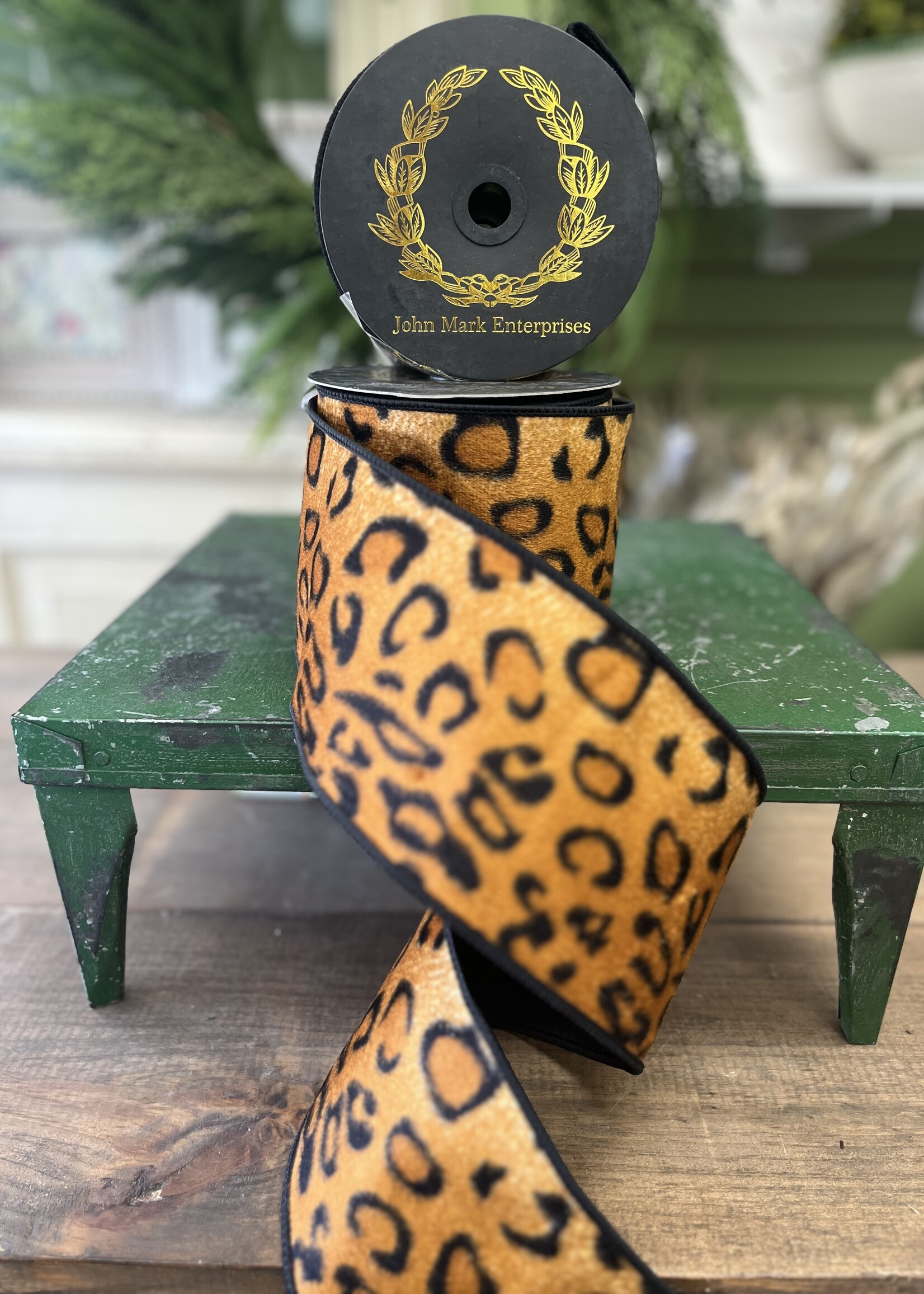 Enterprises Dupioni Leopard Pattern Ribbon4" x 10 yd