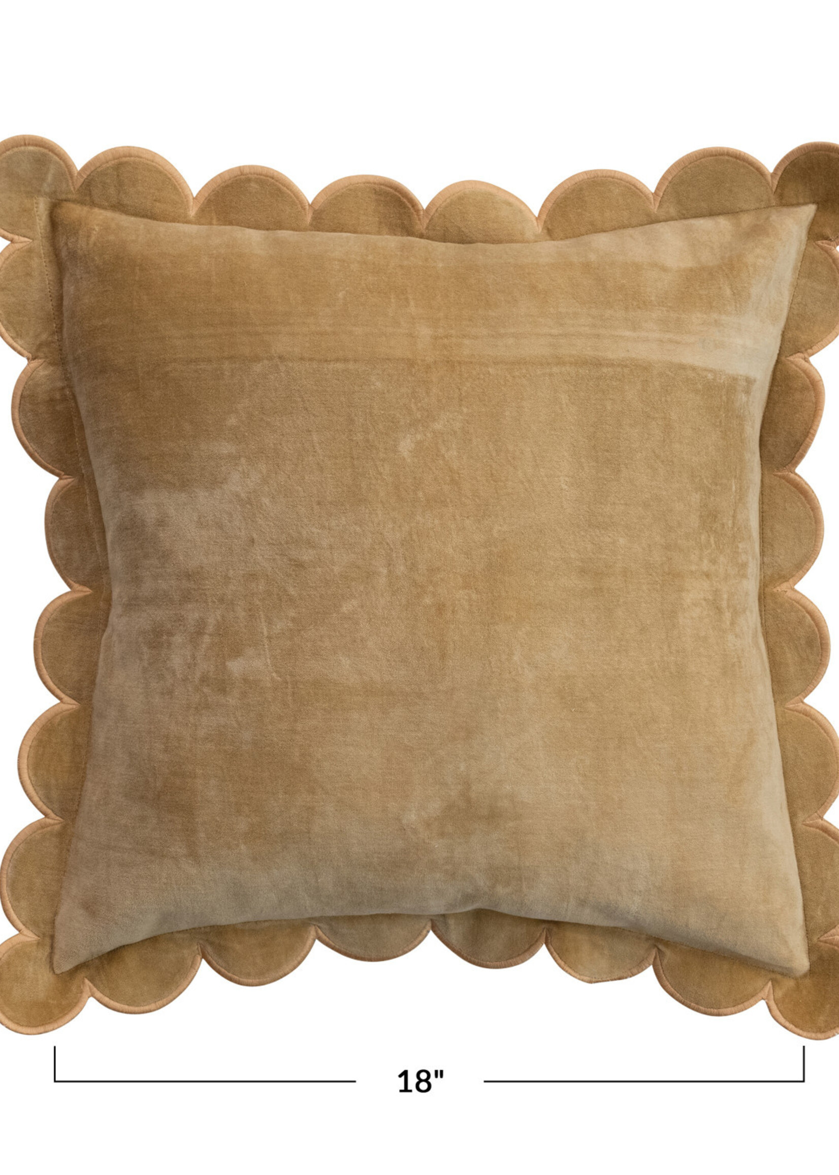 Creative Co-op Velvet Scallop Edge Pillow
