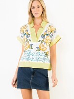 THML Lemon and Flowers Embroidered Top