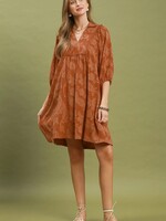 Umgee Umgee Terra Cotta Paisley Print Shift Dress