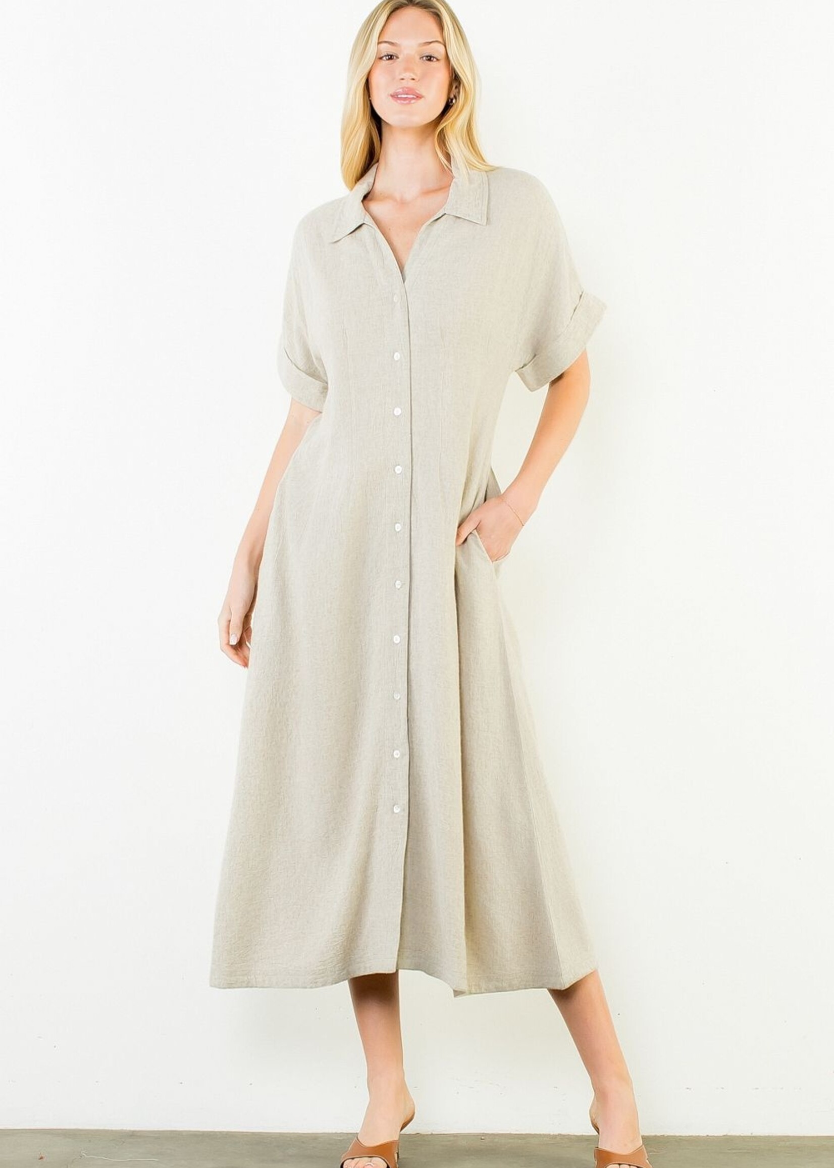 THML THML Short Sleeve Linen/Cotton Dress