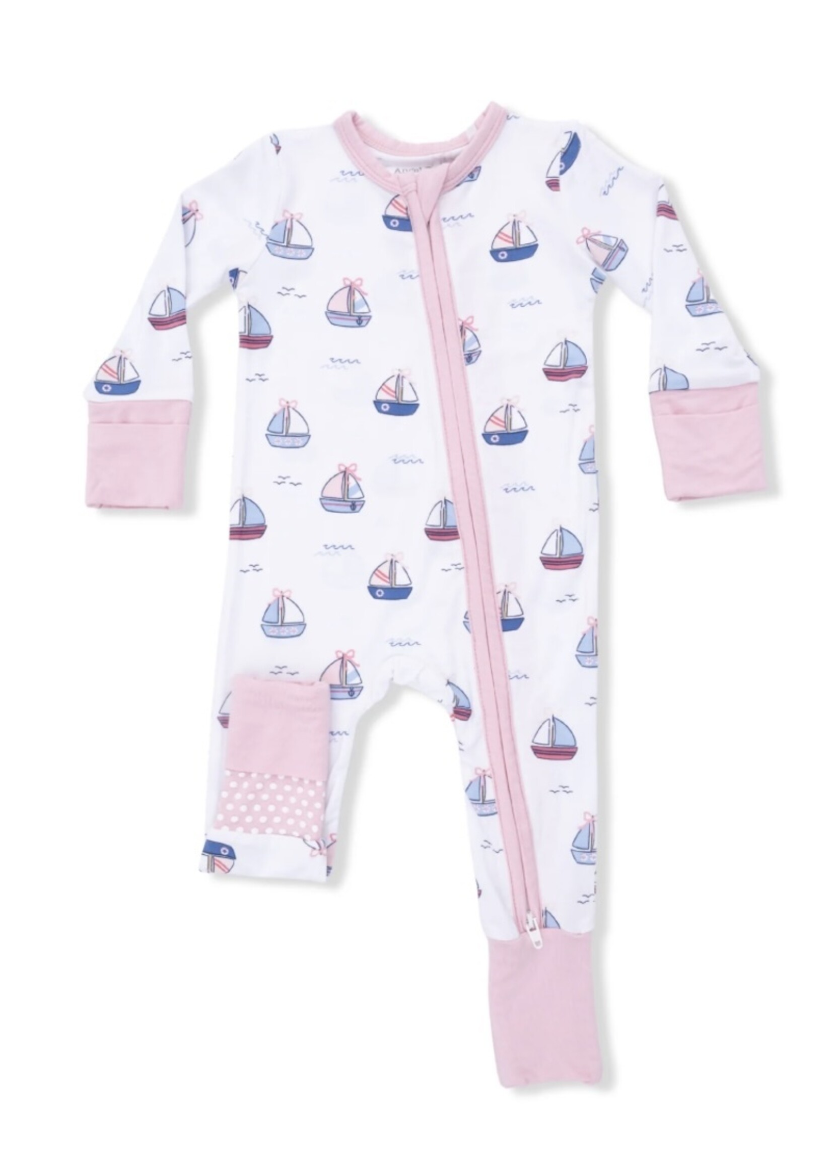 Angel Dear Convertible Romper - Bubbly Sailboats Pink