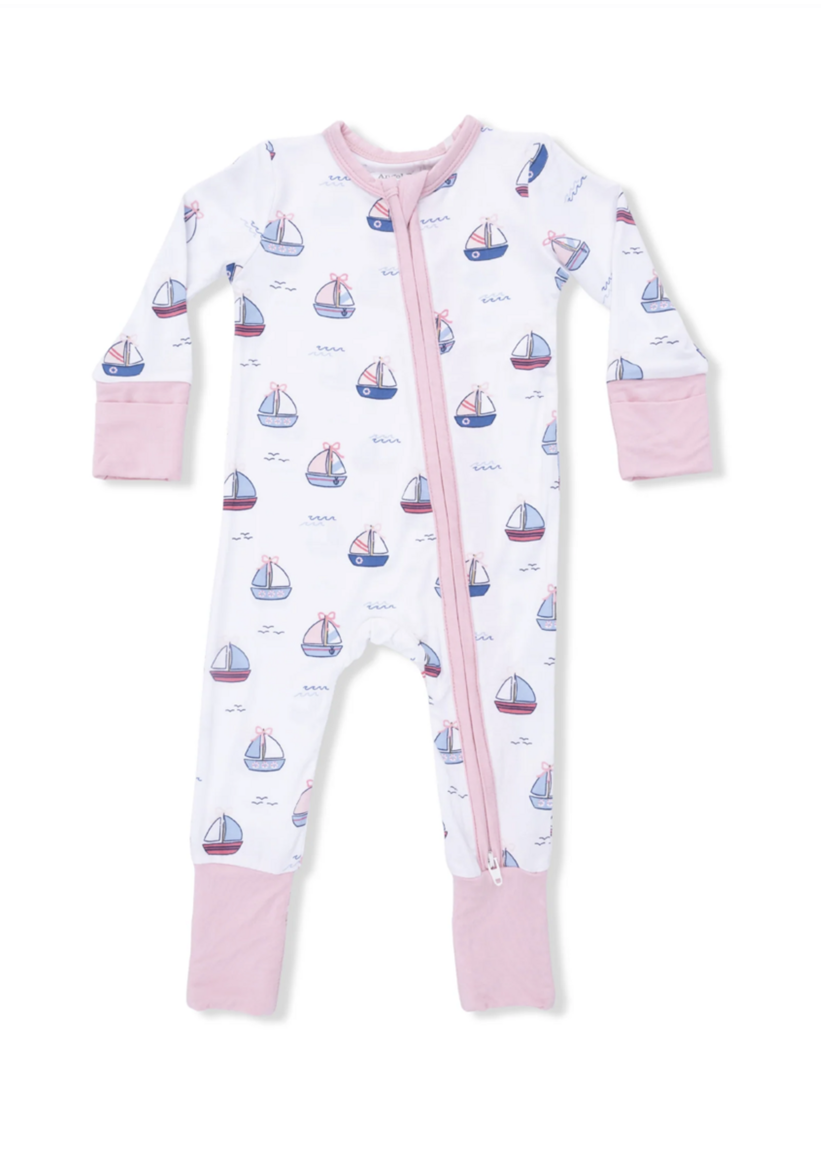 Angel Dear Convertible Romper - Bubbly Sailboats Pink