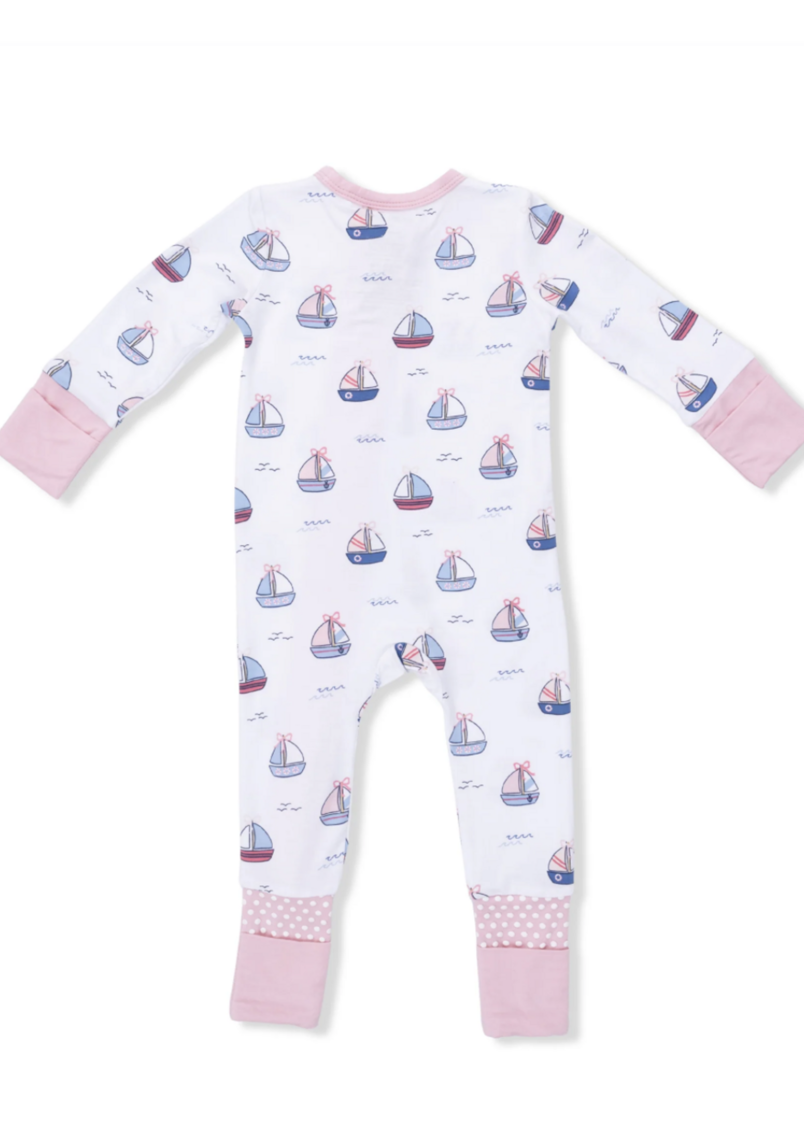 Angel Dear Convertible Romper - Bubbly Sailboats Pink