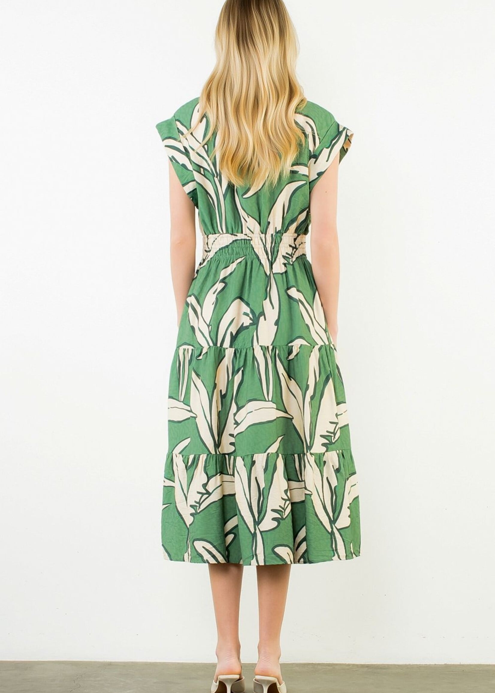 THML V-Neck Collared Pattern Dress
