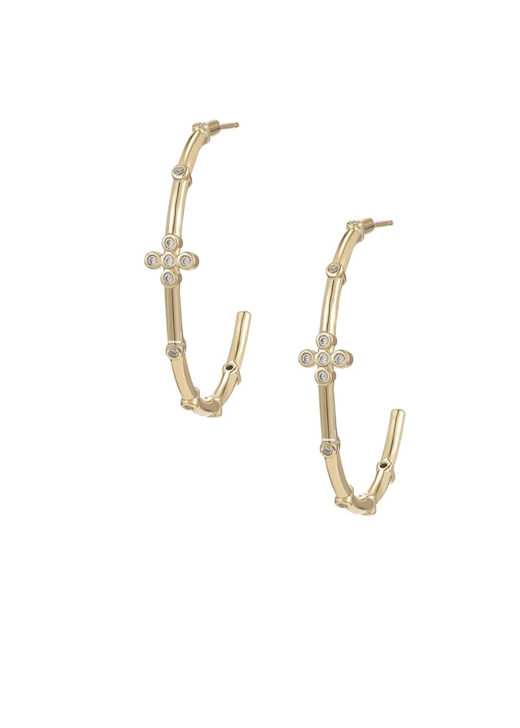 Natalie Wood Designs Legacy Cross Hoop Earrings Gold