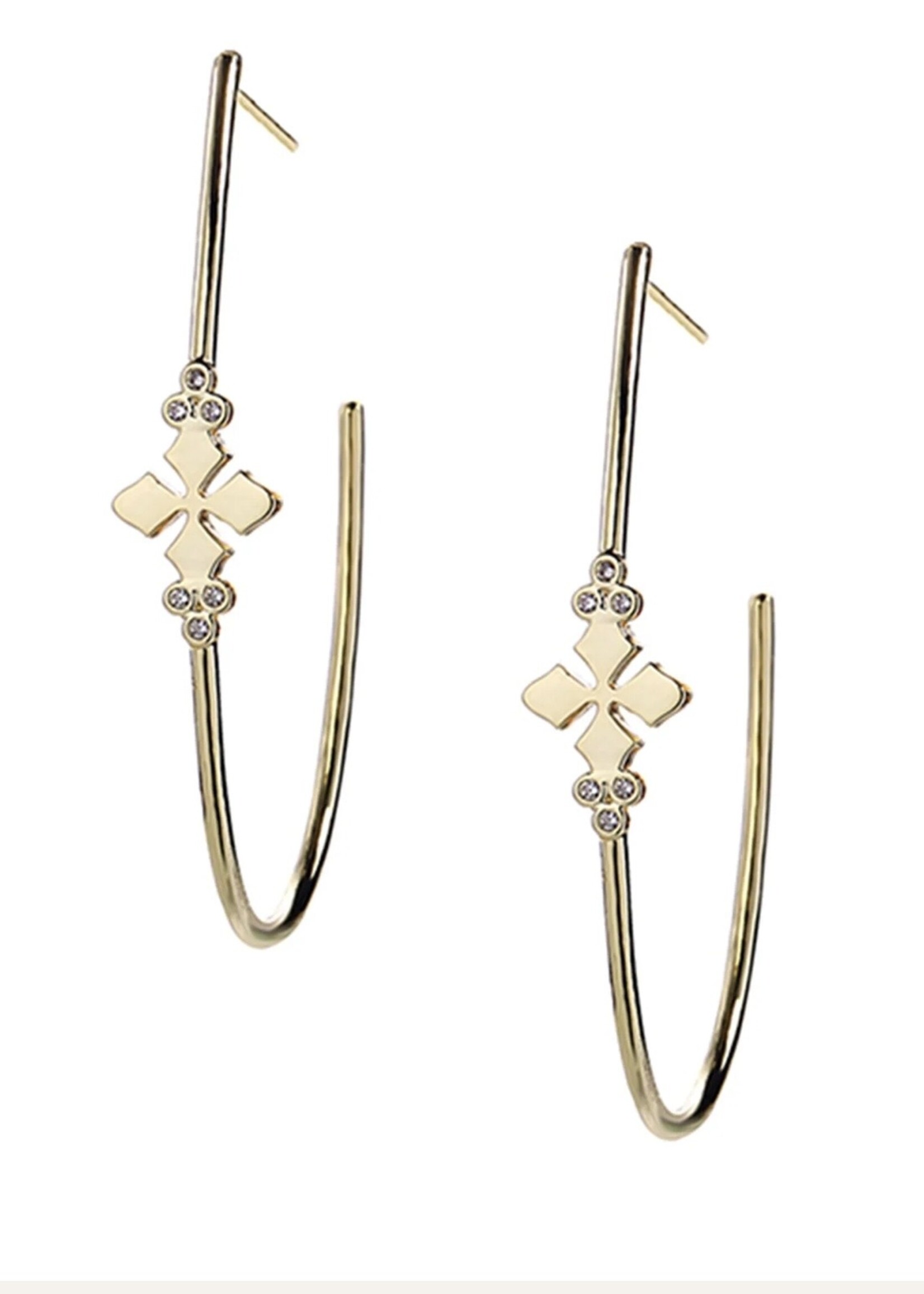 Natalie Wood Designs Believer Cross Hoop Earrings Gold