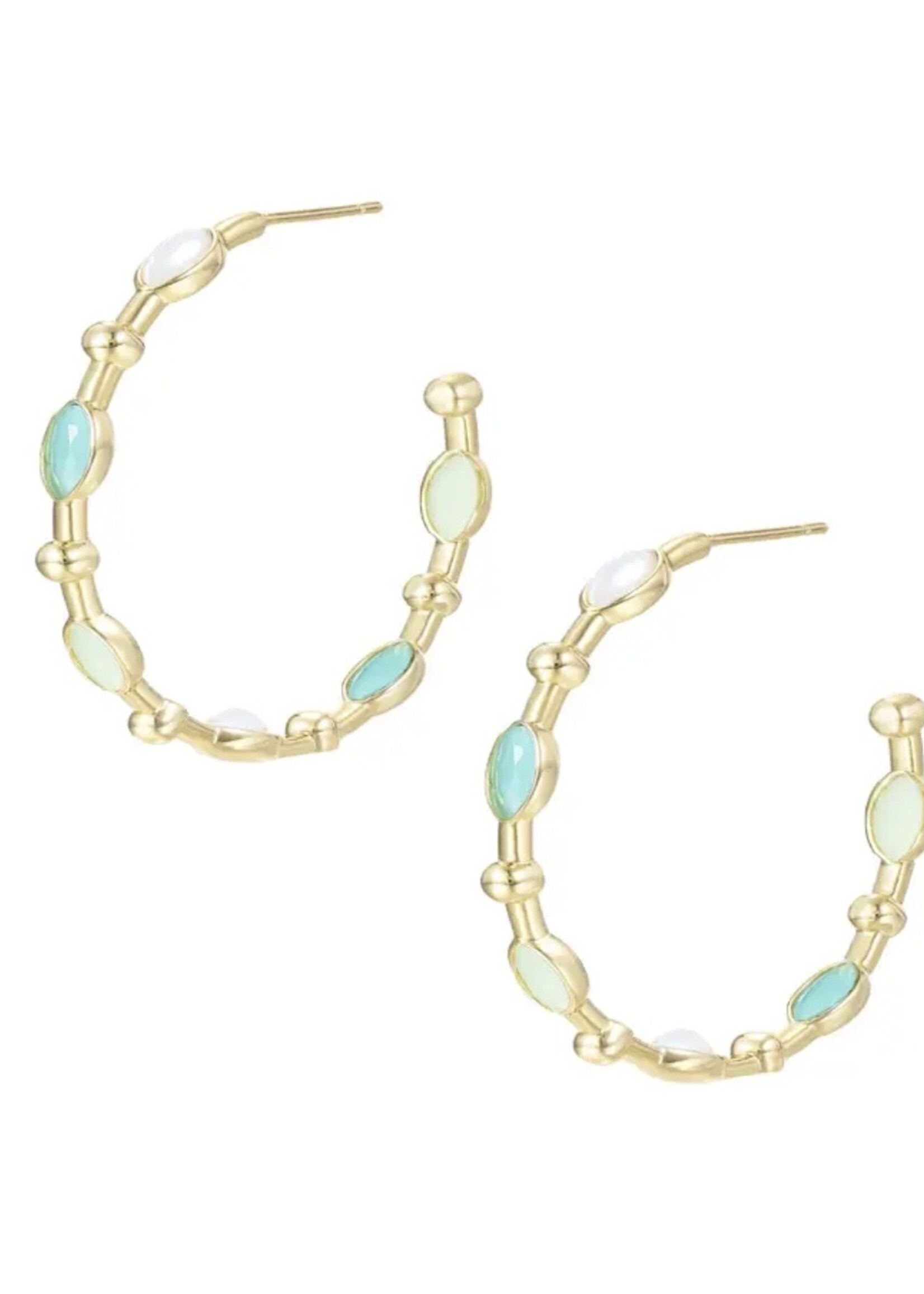 Natalie Wood Designs Solaris Hoop Earrings Aqua/Mint