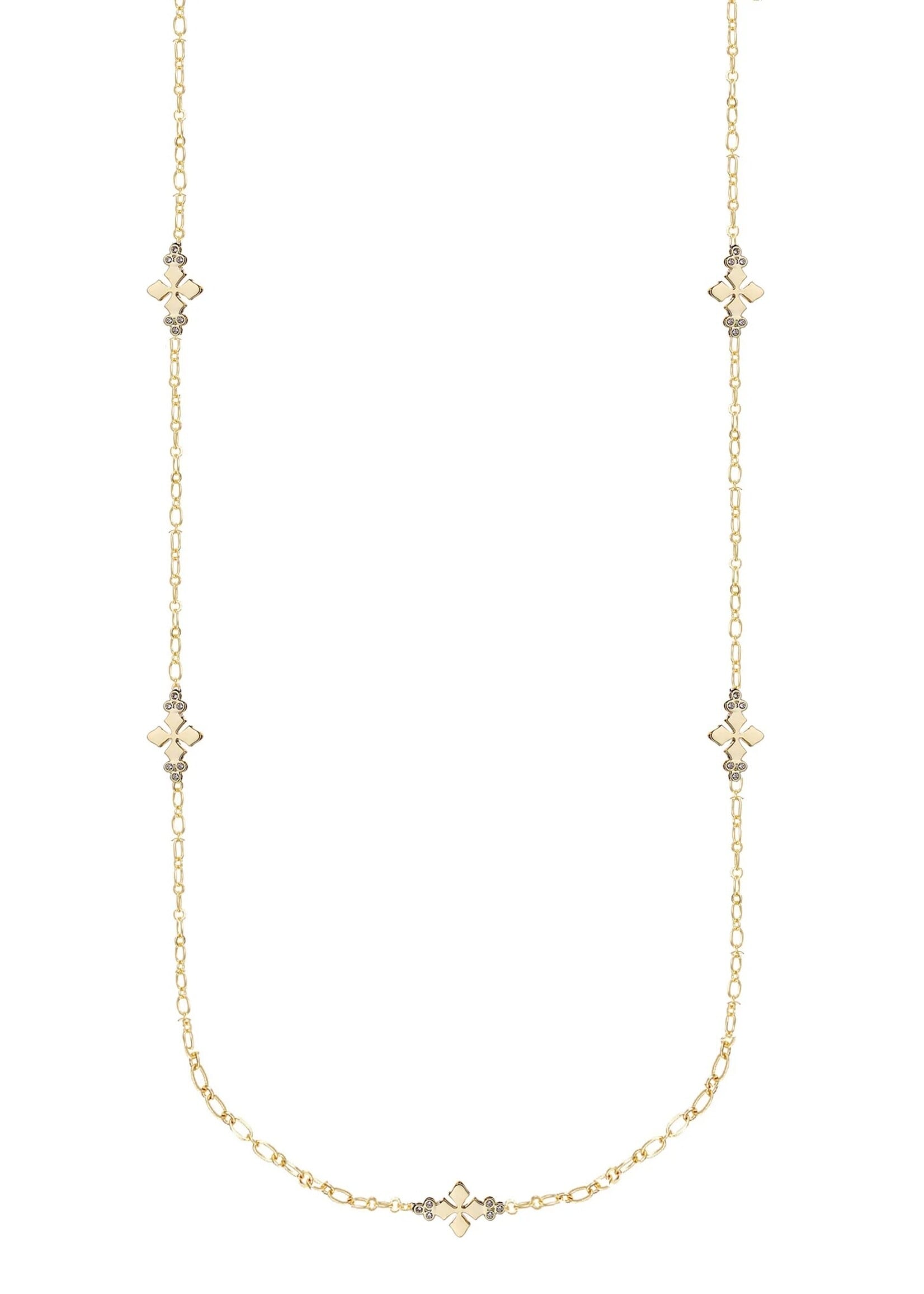Natalie Wood Designs Believer Cross Station Necklace Gold