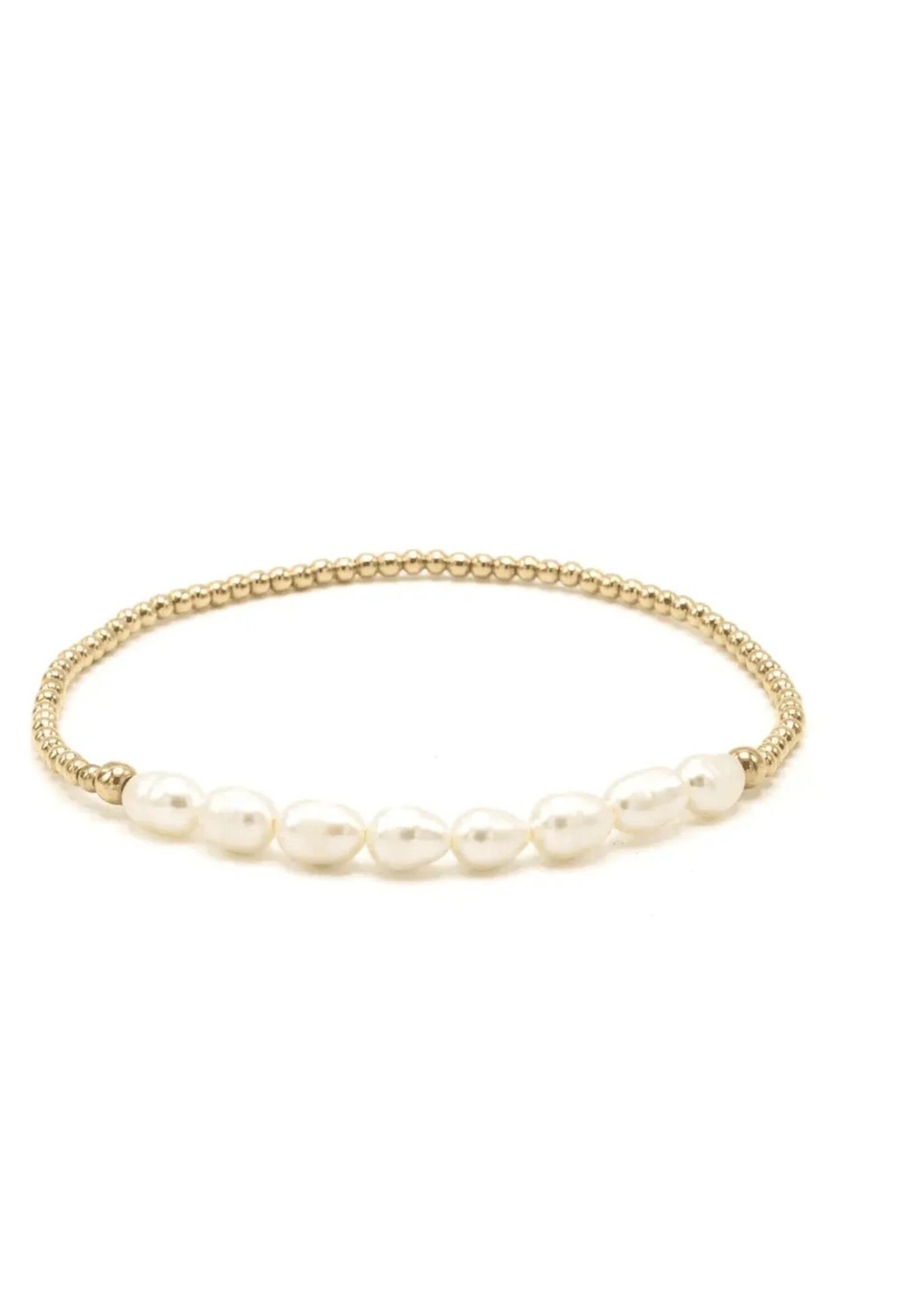 erin gray Petite Row Rice Pearl Bracelet w/14K GF Breads - 6.5"