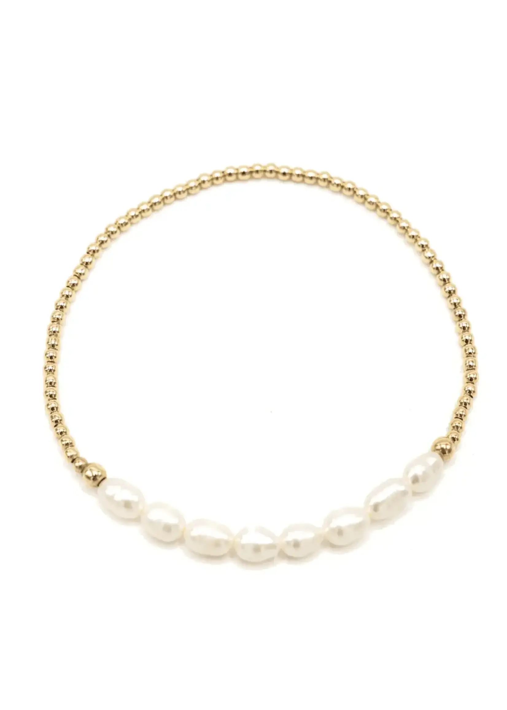 erin gray Petite Row Rice Pearl Bracelet w/14K GF Breads - 6.5"