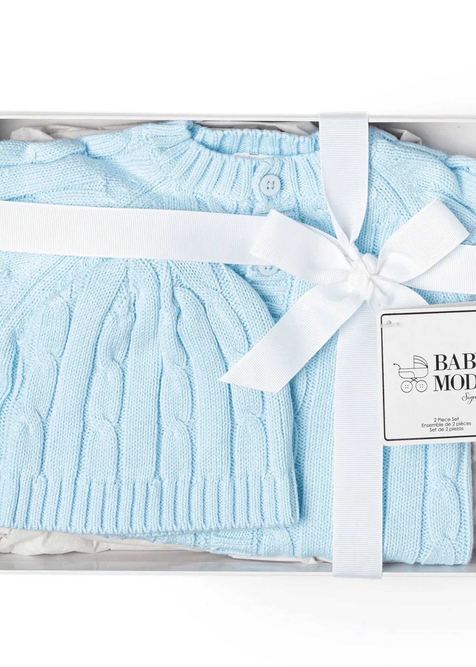 rose textiles Boxed Cardigan & Hat Gift Set - blue