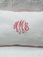 Levi and Lane Blanks Pink Piped Monogrammed Pillow